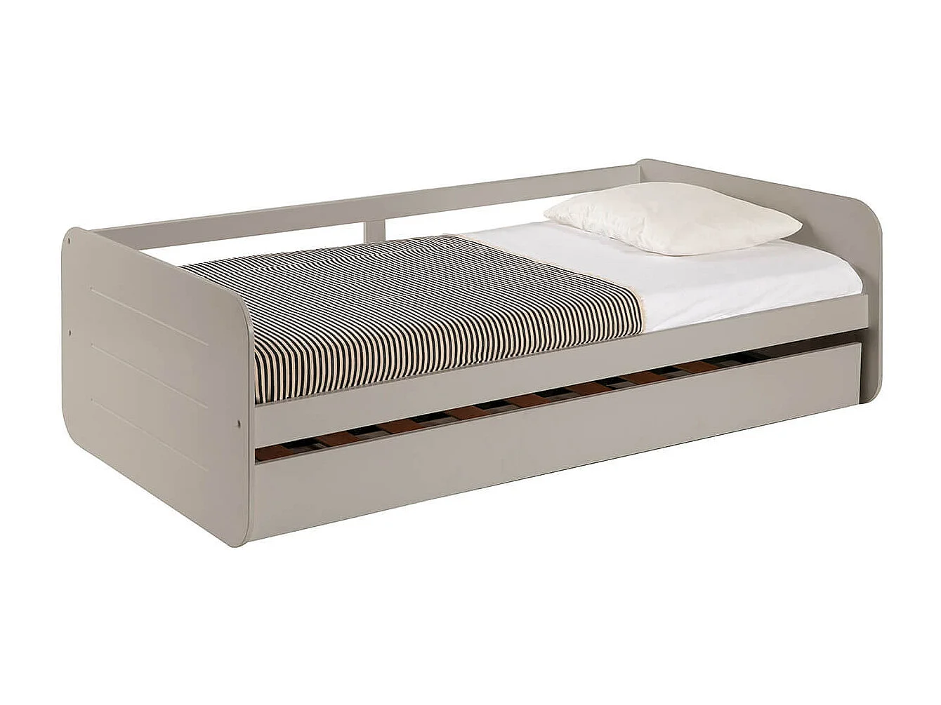 ZELLA - Lit Gigogne 90x190 cm coloris Gris