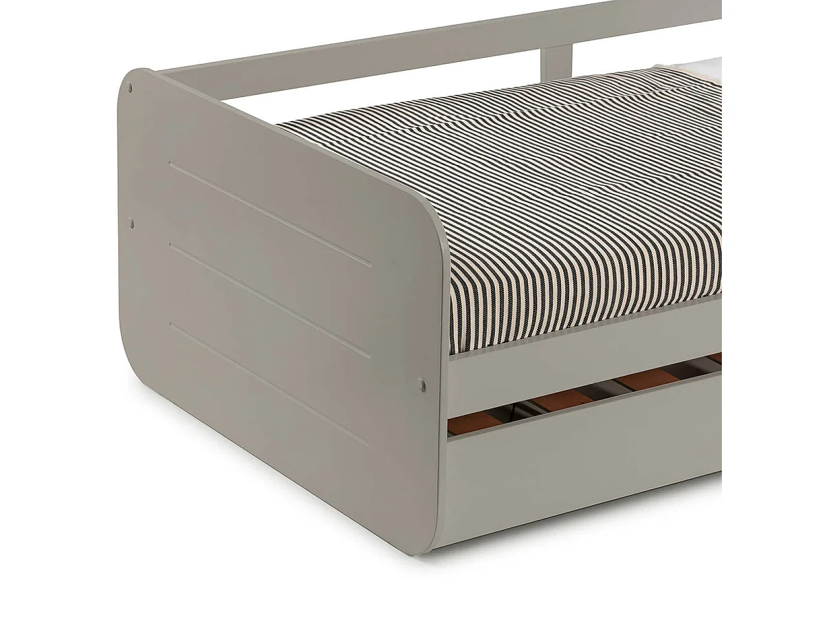 ZELLA - Lit Gigogne 90x190 cm coloris Gris