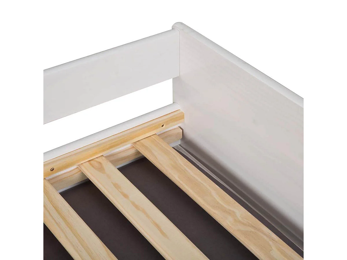 BARBARA - Lit Gigogne 3 Couchages 90x200cm Bois Massif Vernis Blanc