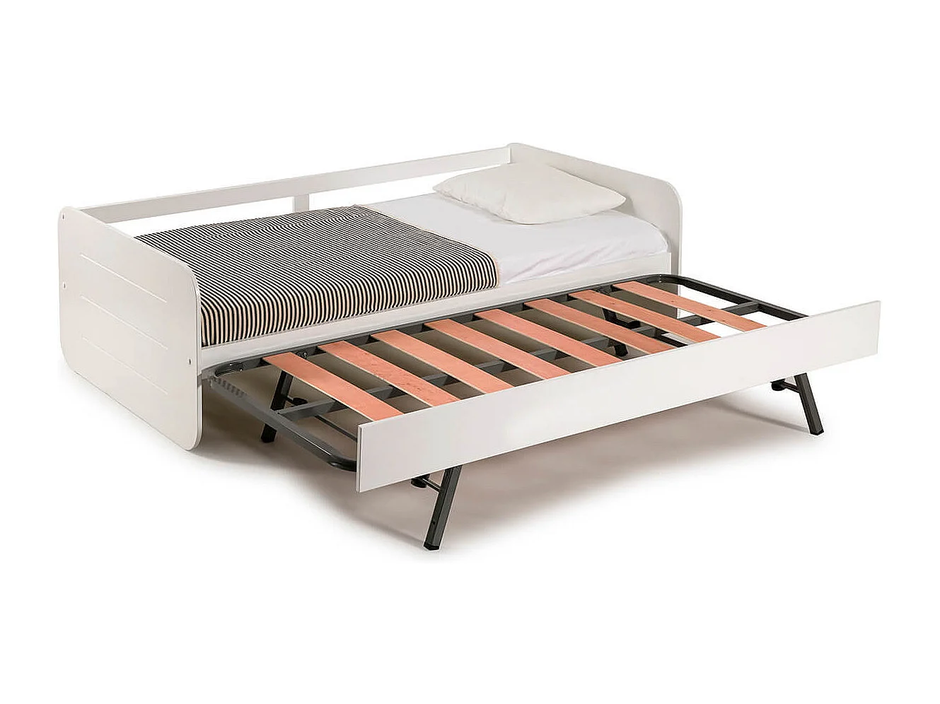 ZELLA - Lit Gigogne 90x190 cm coloris Blanc