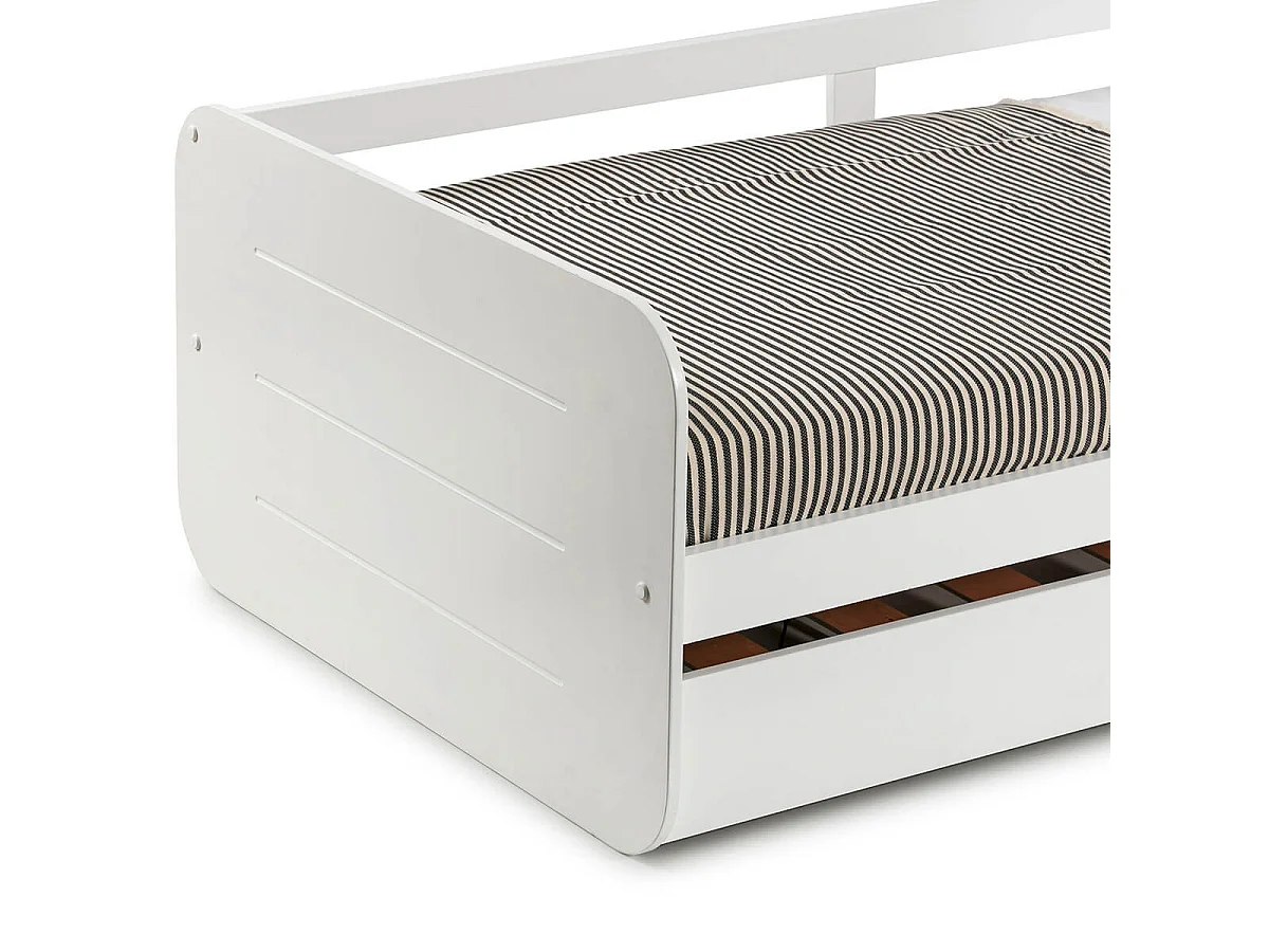 ZELLA - Lit Gigogne 90x190 cm coloris Blanc