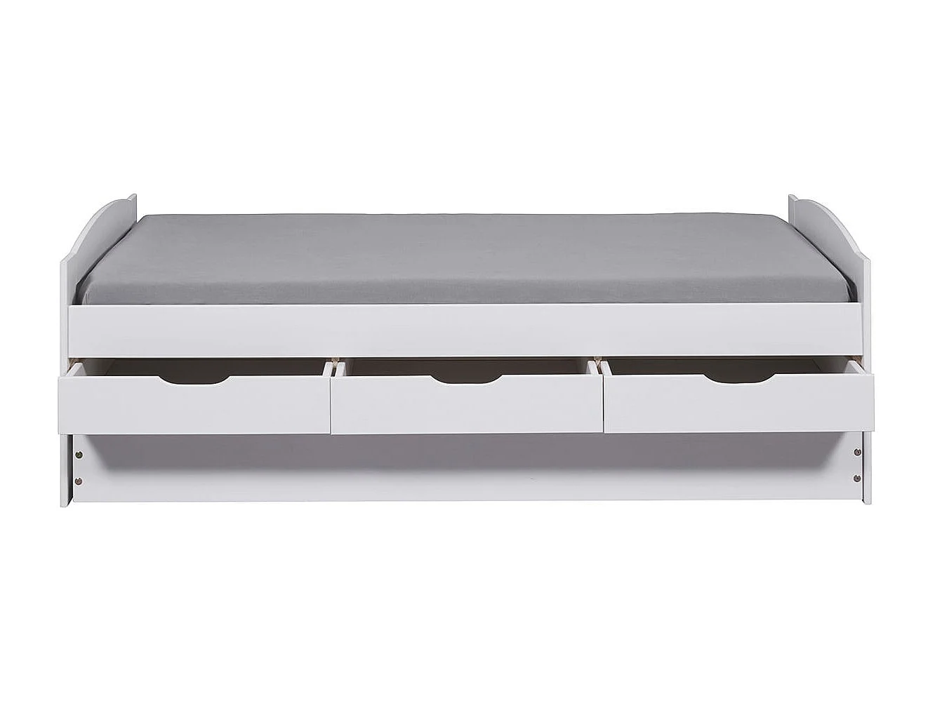 SYDNEY - Lit Gigogne 90x200cm + 3 Tiroirs Bois Massif Vernis Blanc