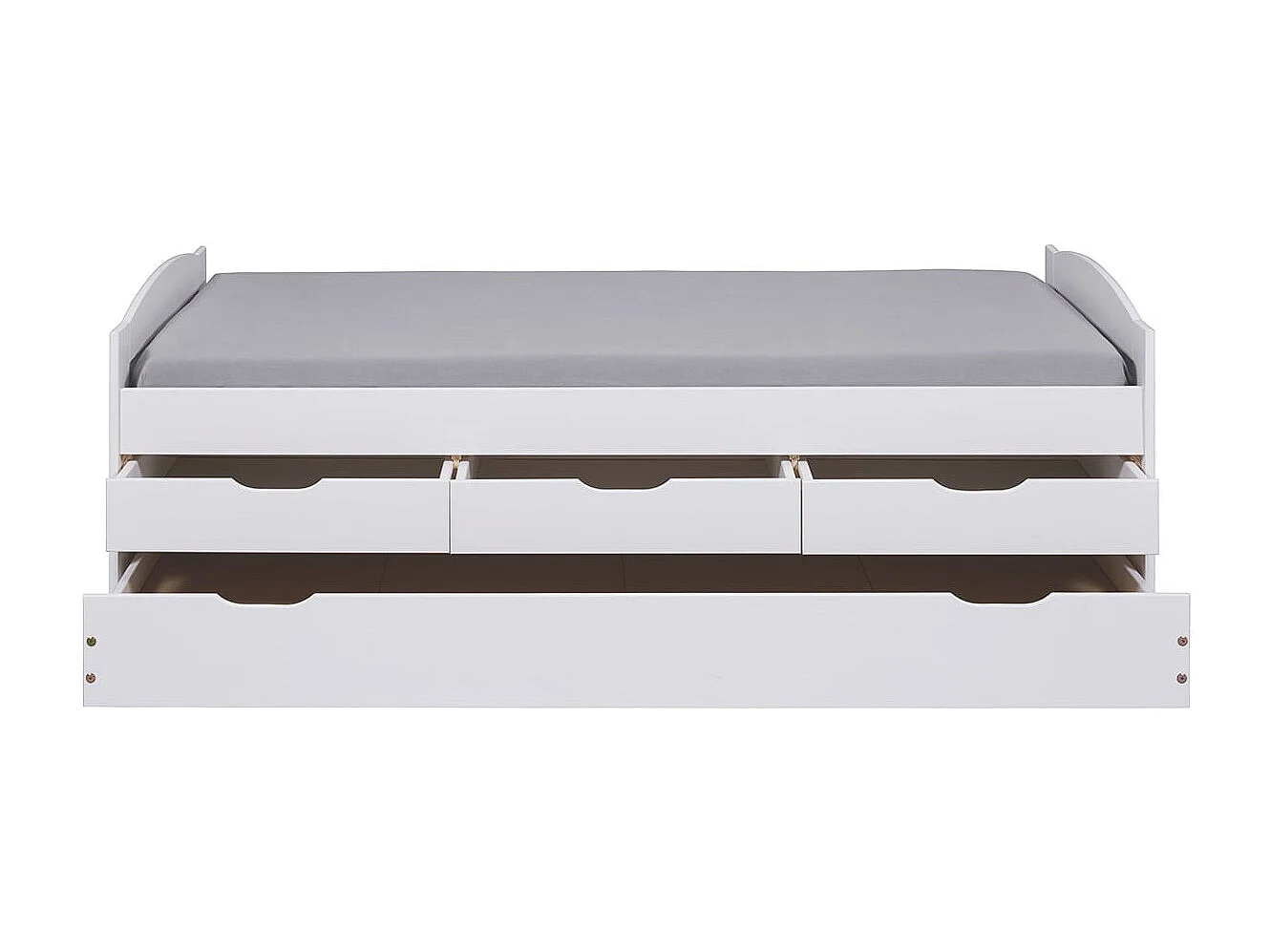 SYDNEY - Lit Gigogne 90x200cm + 3 Tiroirs Bois Massif Vernis Blanc