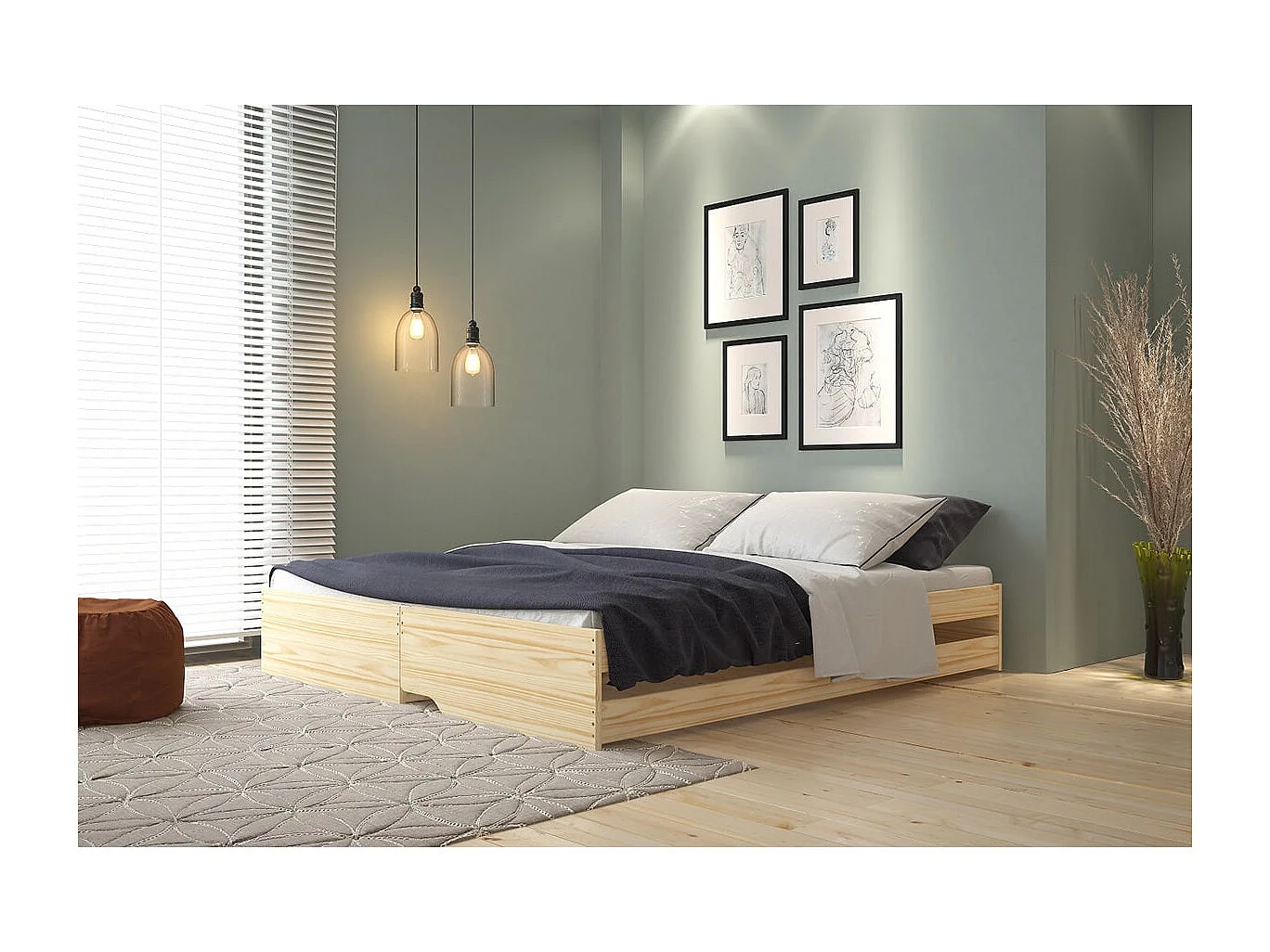 JESSICA - Lit Gigogne 3 Couchages 90x200cm Bois Massif Vernis Naturel