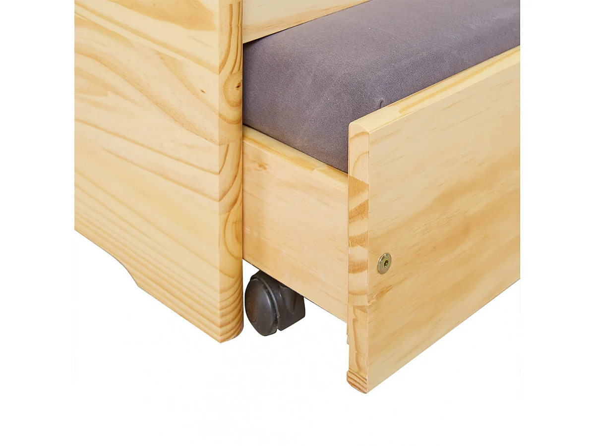 JESSICA - Lit Gigogne 3 Couchages 90x200cm Bois Massif Vernis Naturel