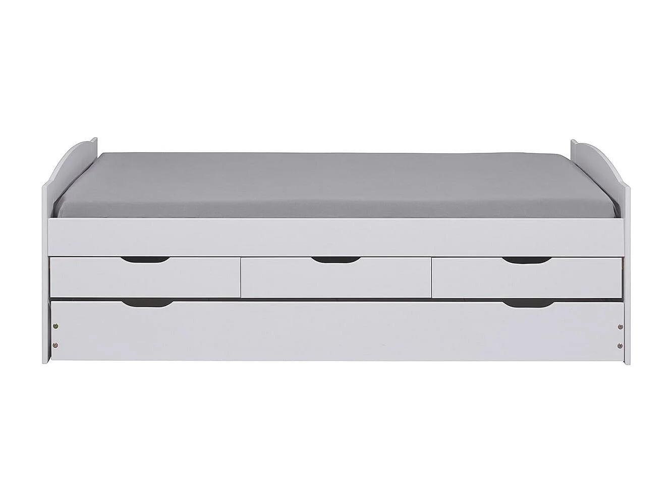 SYDNEY - Lit Gigogne 90x190cm + 3 Tiroirs Bois Massif Vernis Blanc