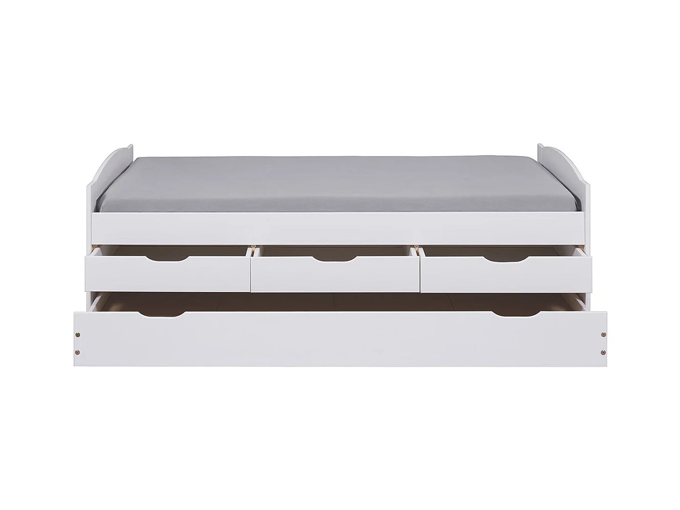 SYDNEY - Lit Gigogne 90x190cm + 3 Tiroirs Bois Massif Vernis Blanc