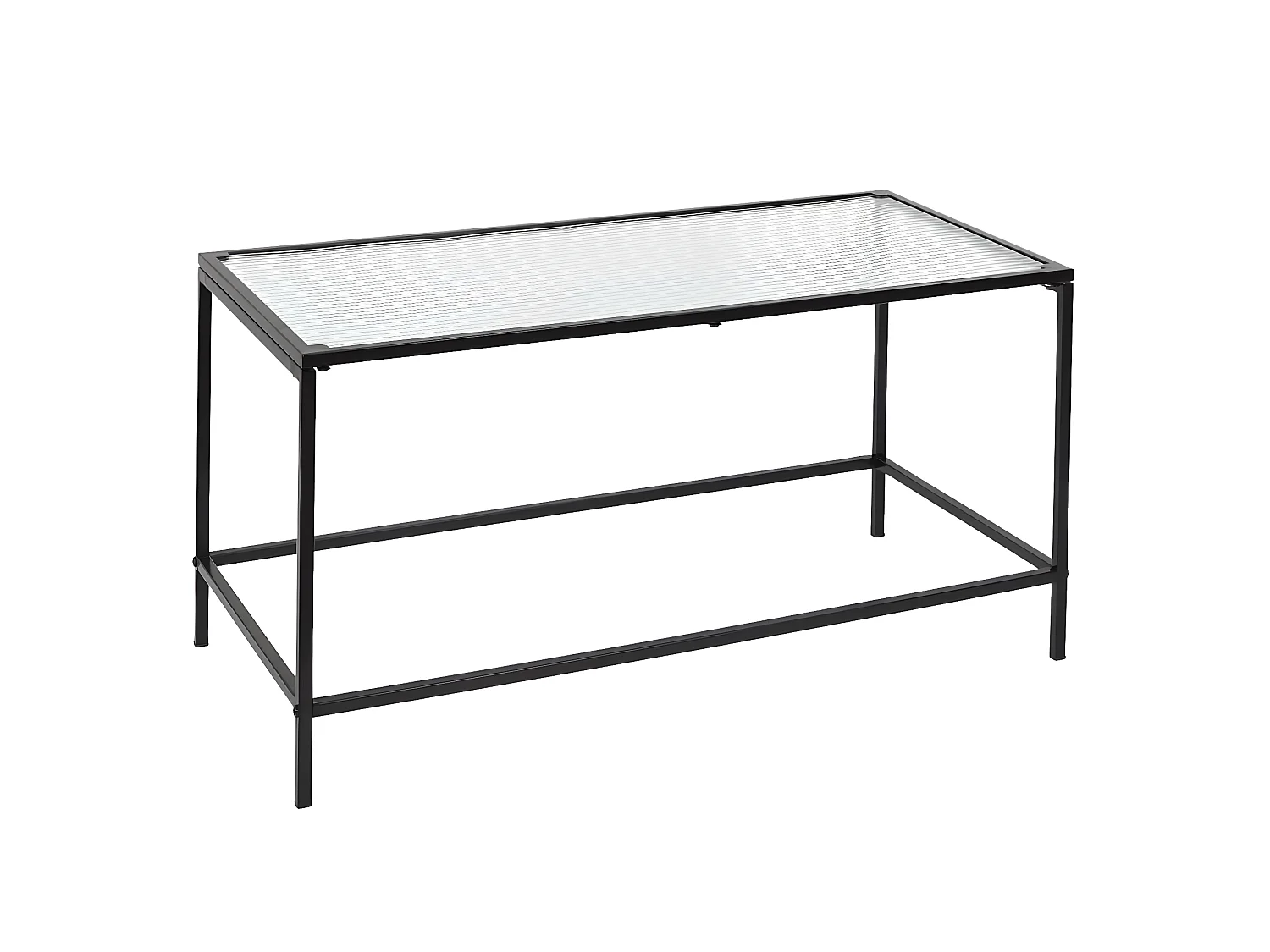 GLASSI - Table Basse Noire Plateau en Verre Texturé