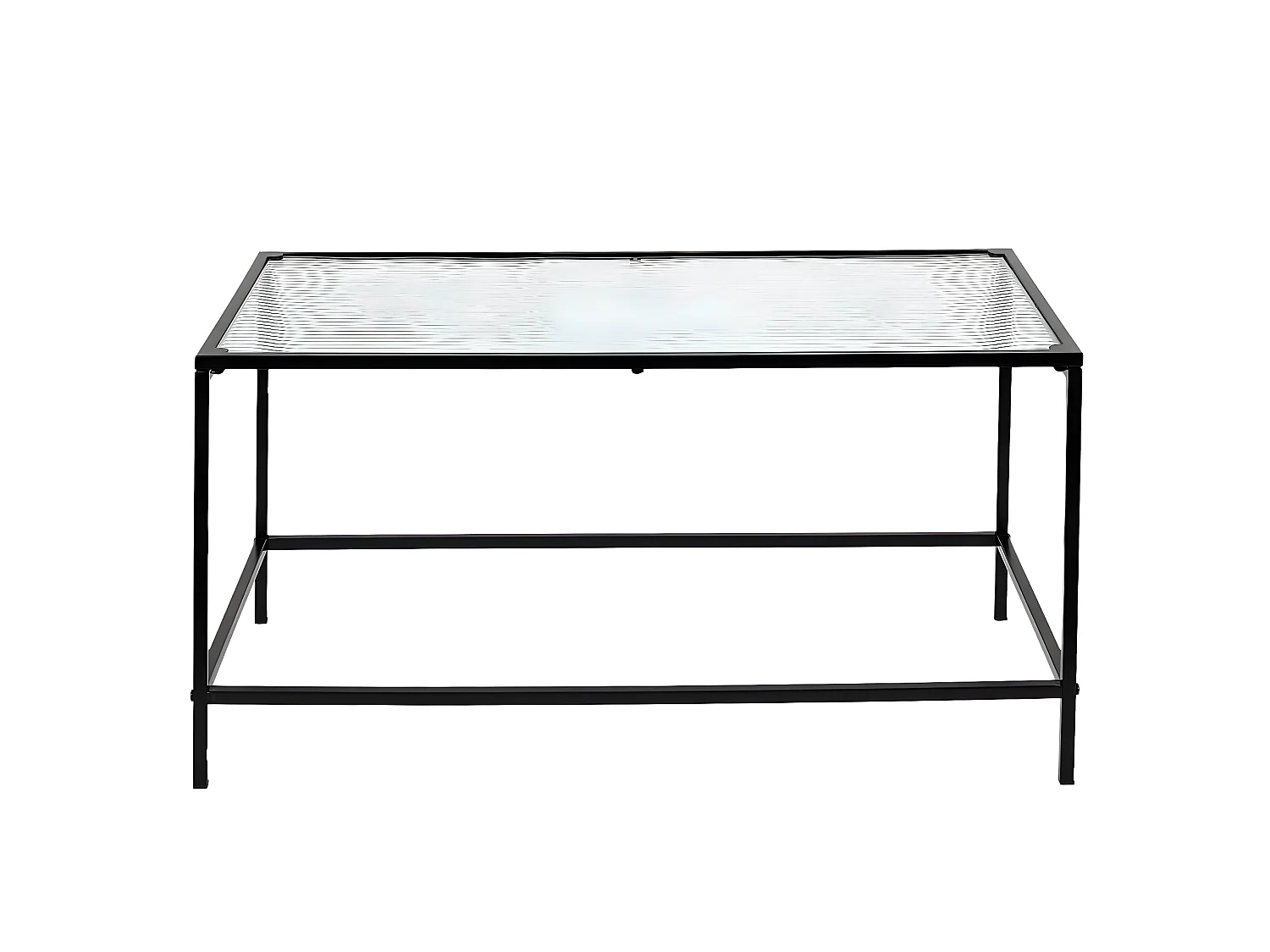 GLASSI - Table Basse Noire Plateau en Verre Texturé