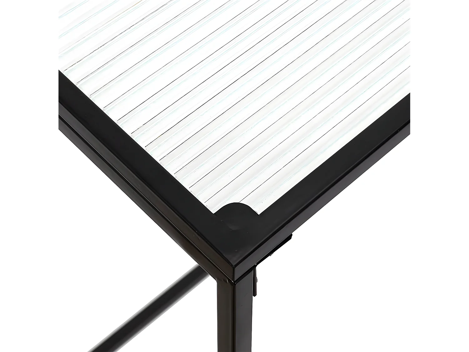 GLASSI - Table Basse Noire Plateau en Verre Texturé