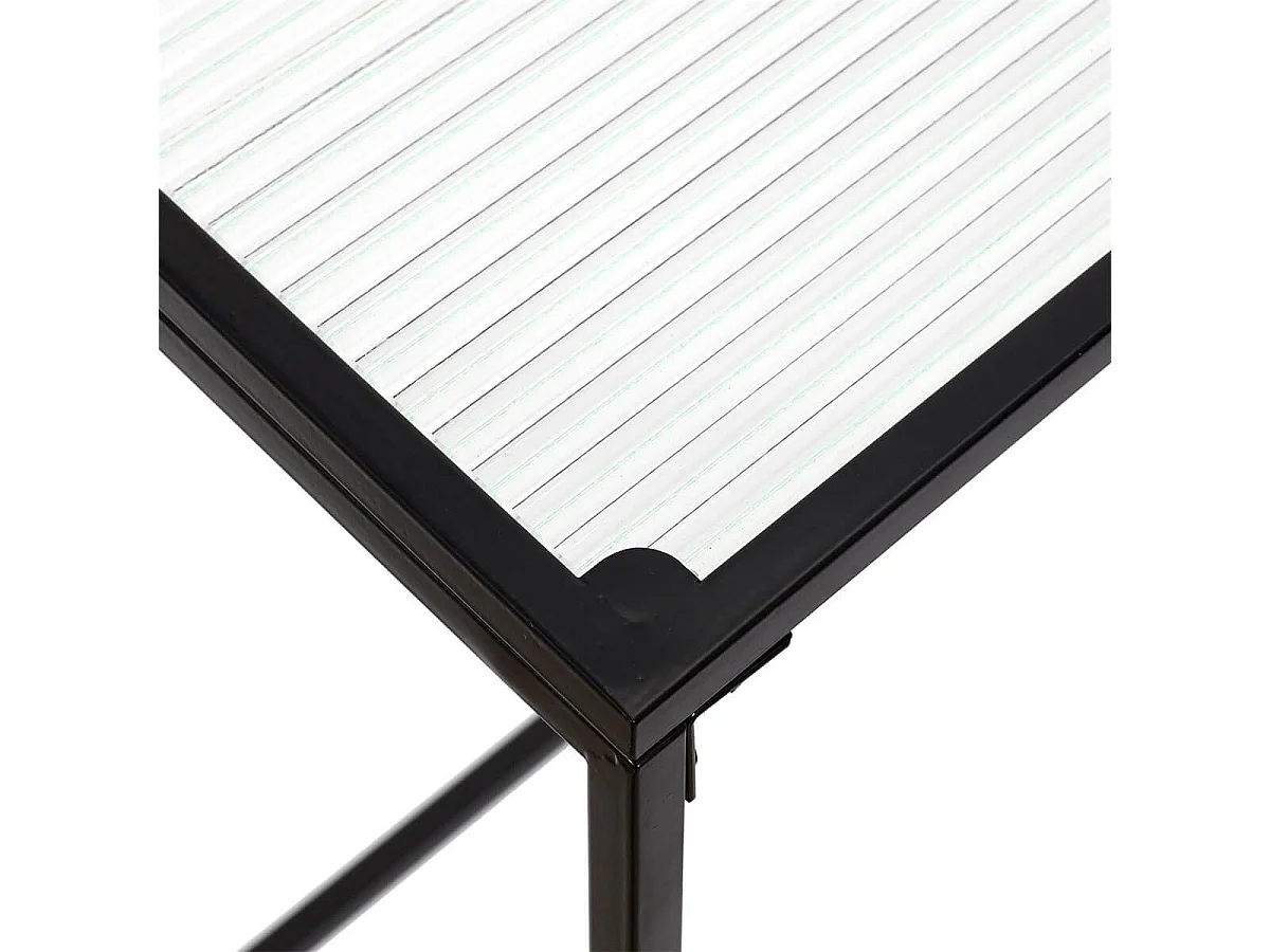 GLASSI - Table Basse Noire Plateau en Verre Texturé