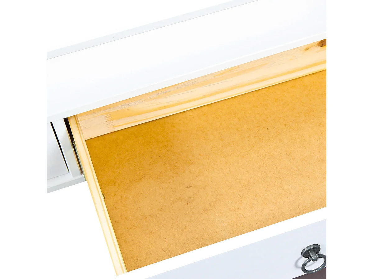 NATUR - Table Basse Rectangulaire Bois Massif Vernis Blanc