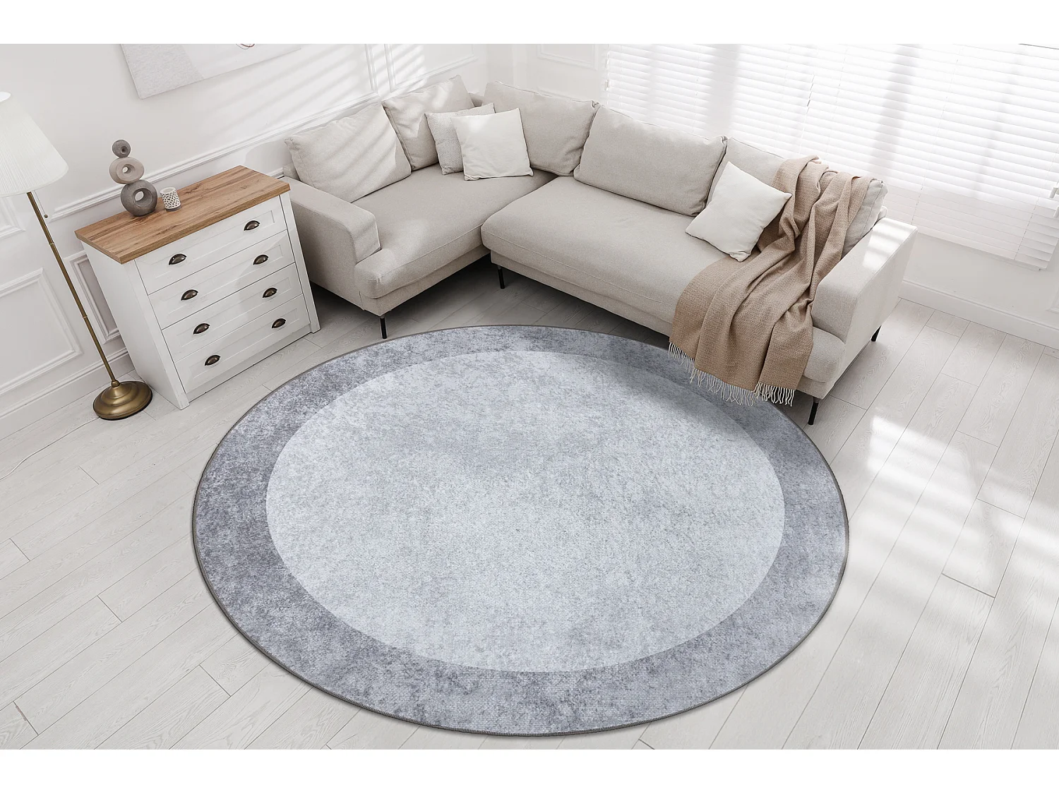 Tapis lavable MIRO 51648.802 cercle Marbre antidérapant - gris clair cercle 100 cm
