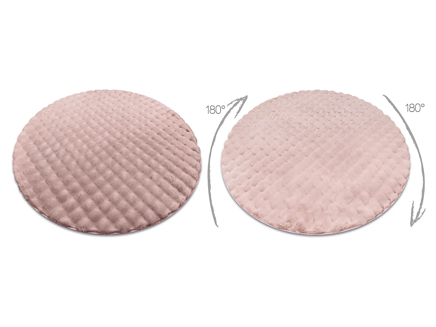 Tapijt BUBBLE cirkel poederroze 45 IMITATIE VAN KONIJNENBONT 3D struct cercle 200 cm