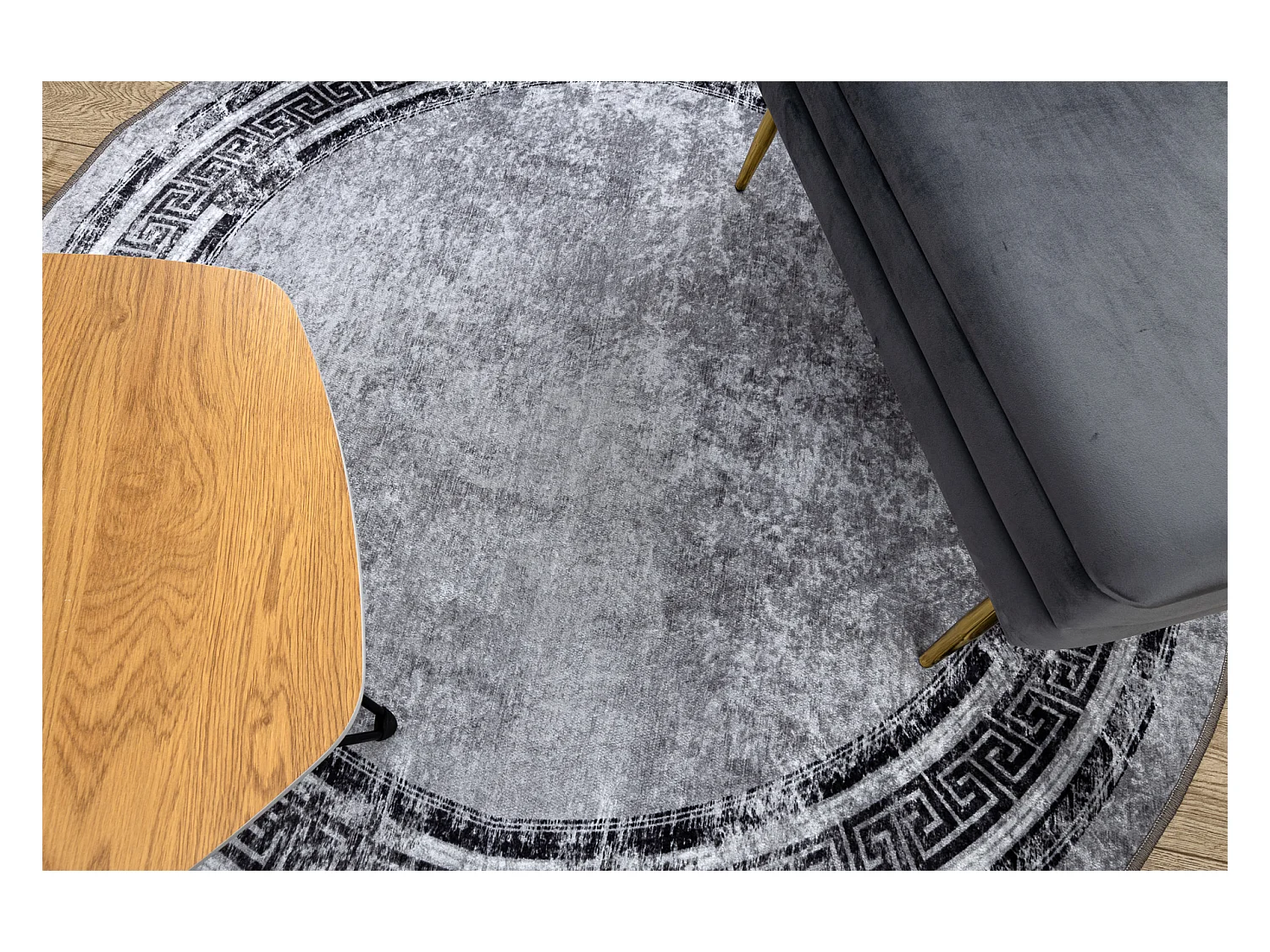 Tapis lavable MIRO 51254.802 cercle Marbre, grec antidérapant - gris  cercle 200 cm