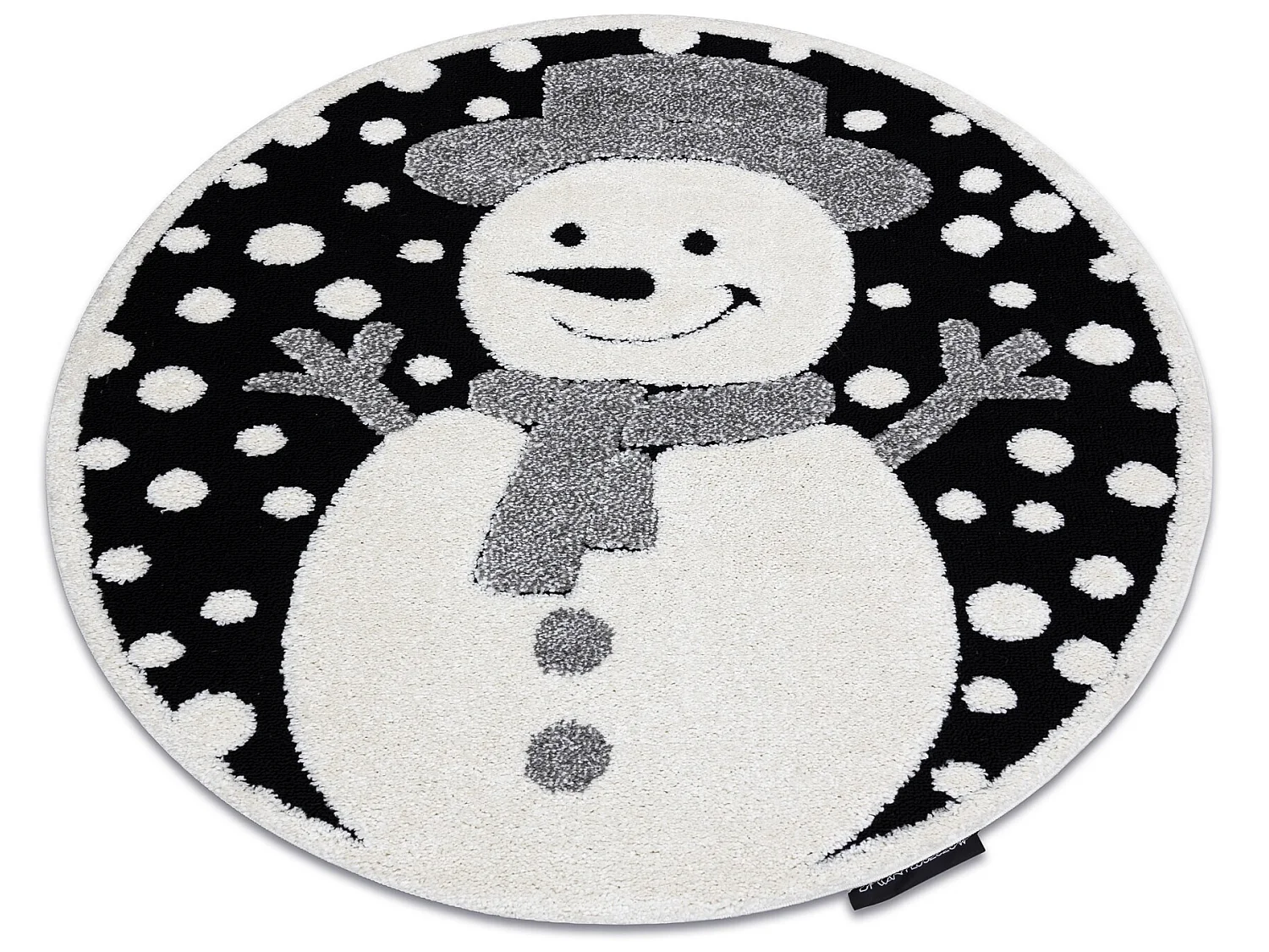 Kindertapijt JOY Rond , Snowman sneeuwman, voor kinderen - Structureel cercle 140 cm