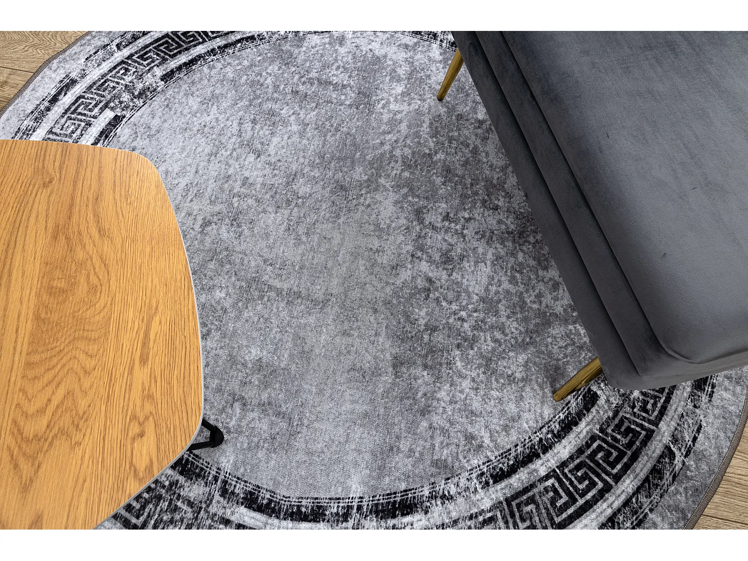 Tapis lavable MIRO 51254.802 cercle Marbre, grec antidérapant - gris  cercle 80 cm