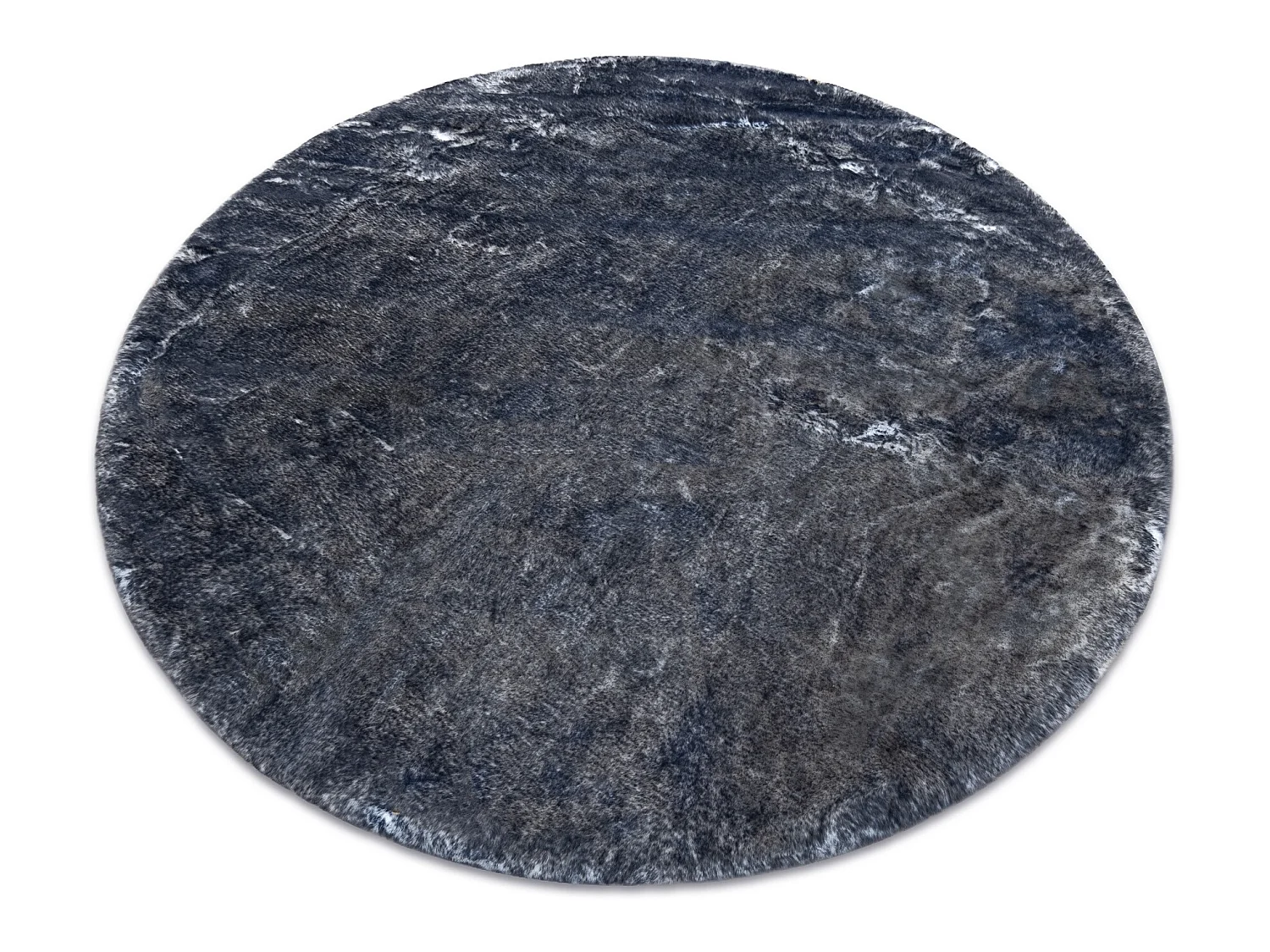 Tapijt LAPIN Shaggy ROND ivoor / zwart, anti slip , Wasbaar , cercle 80 cm