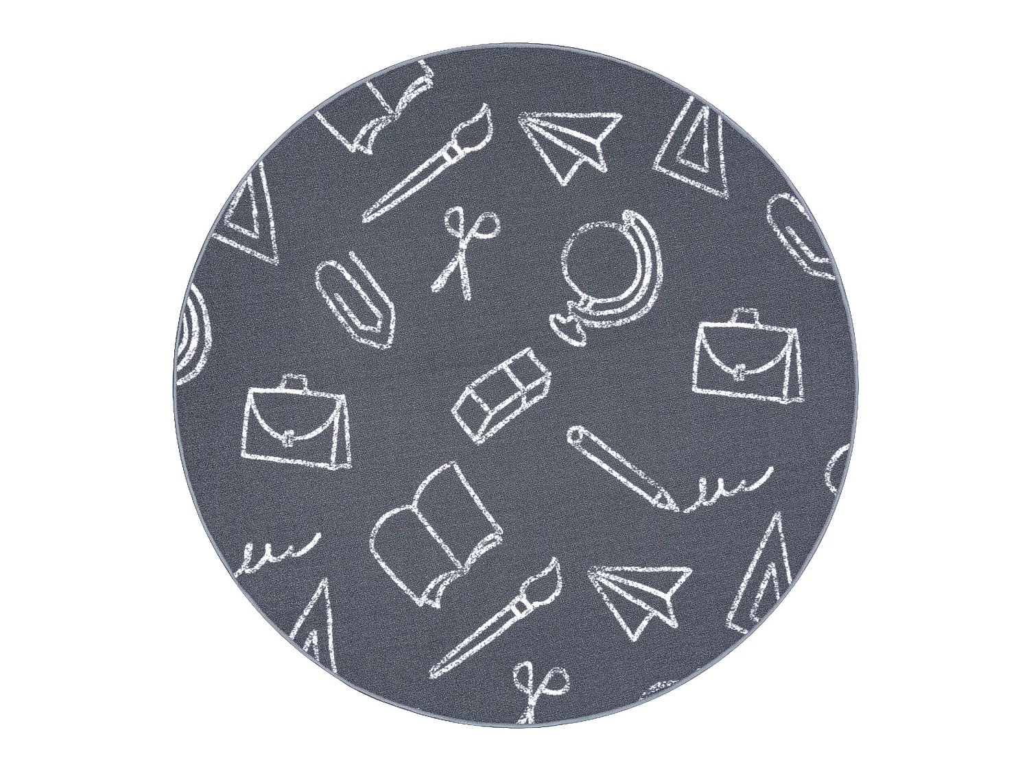 Tapijt voor kinderen SCHOOL ROND school, kinderen grijskleuring cercle 170 cm