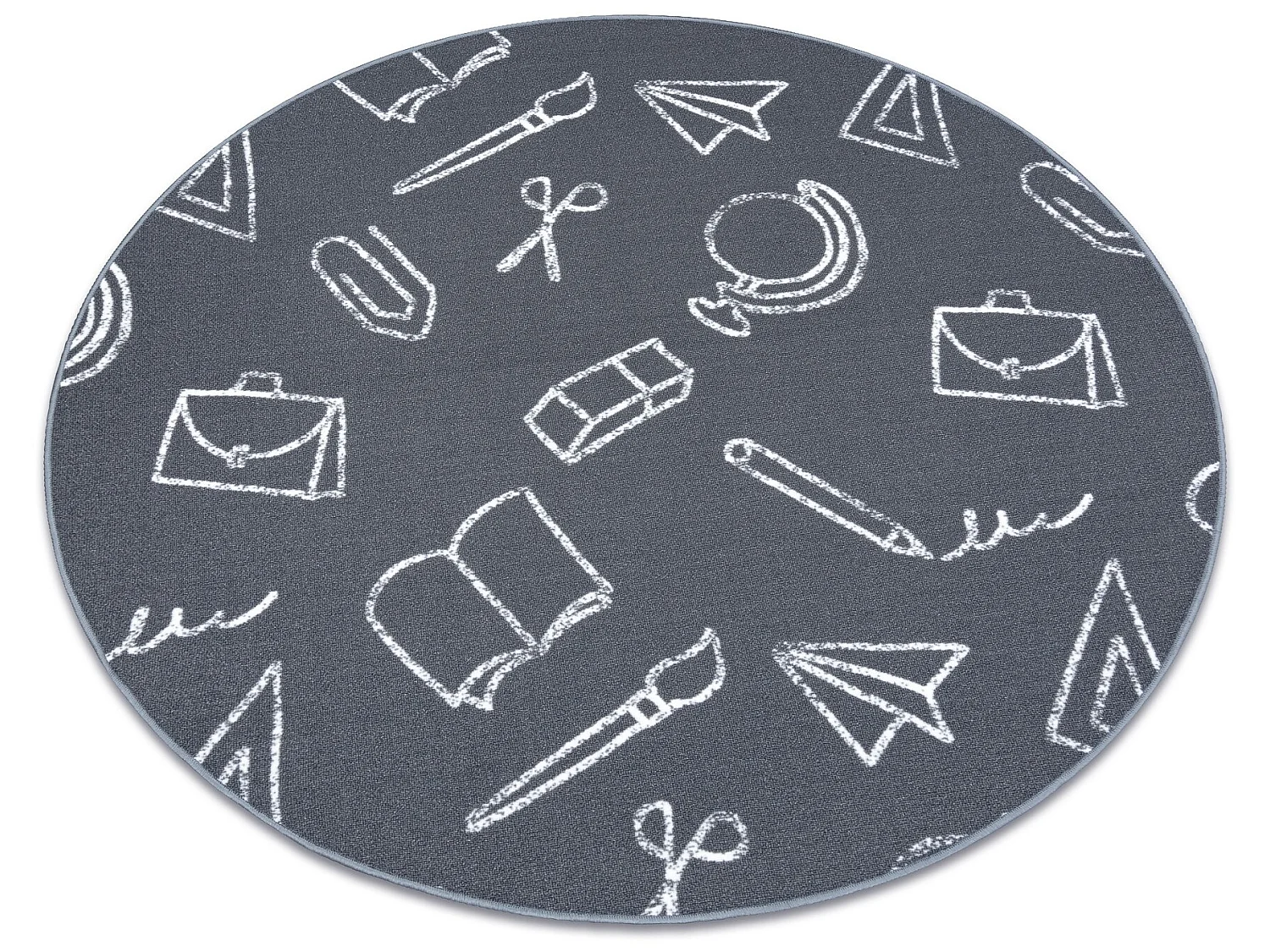 Tapijt voor kinderen SCHOOL ROND school, kinderen grijskleuring cercle 133 cm
