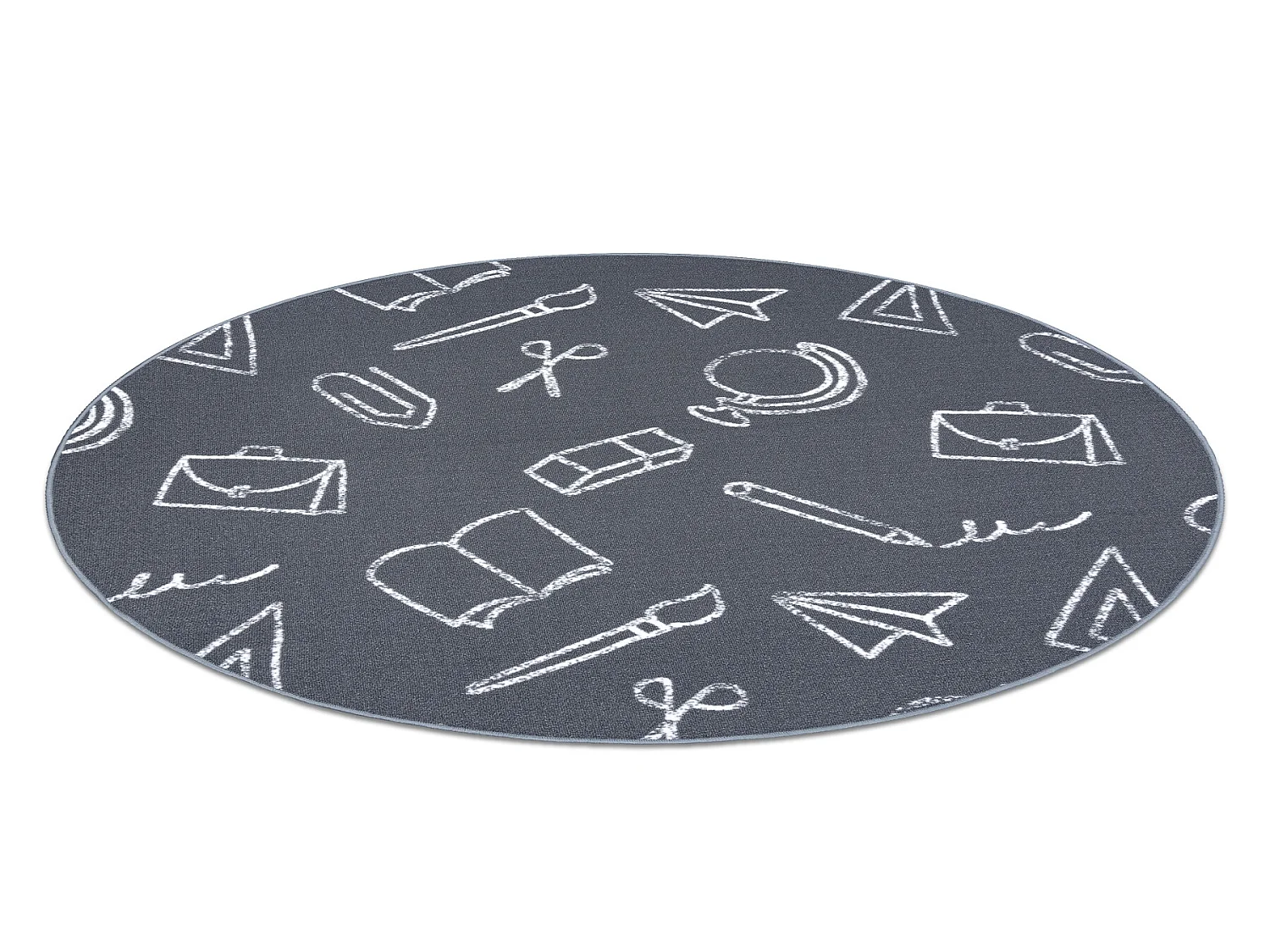 Tapijt voor kinderen SCHOOL ROND school, kinderen grijskleuring cercle 133 cm