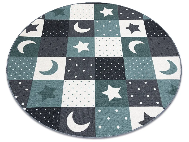 Tappeto per bambini STARS cerchio stelle turchese / grigio  cercle 150 cm