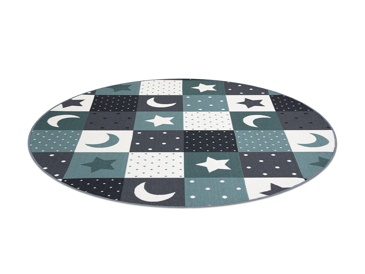 Tapis pour enfants STARS cercle étoiles turquoise / gris cercle 150 cm