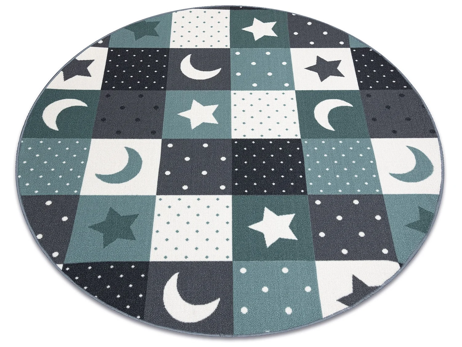 Tapis pour enfants STARS cercle étoiles turquoise / gris cercle 150 cm