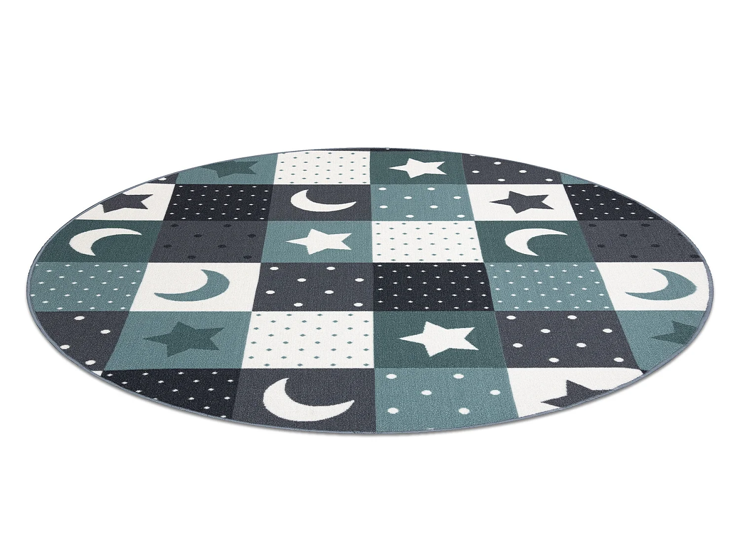 Tapis pour enfants STARS cercle étoiles turquoise / gris cercle 150 cm