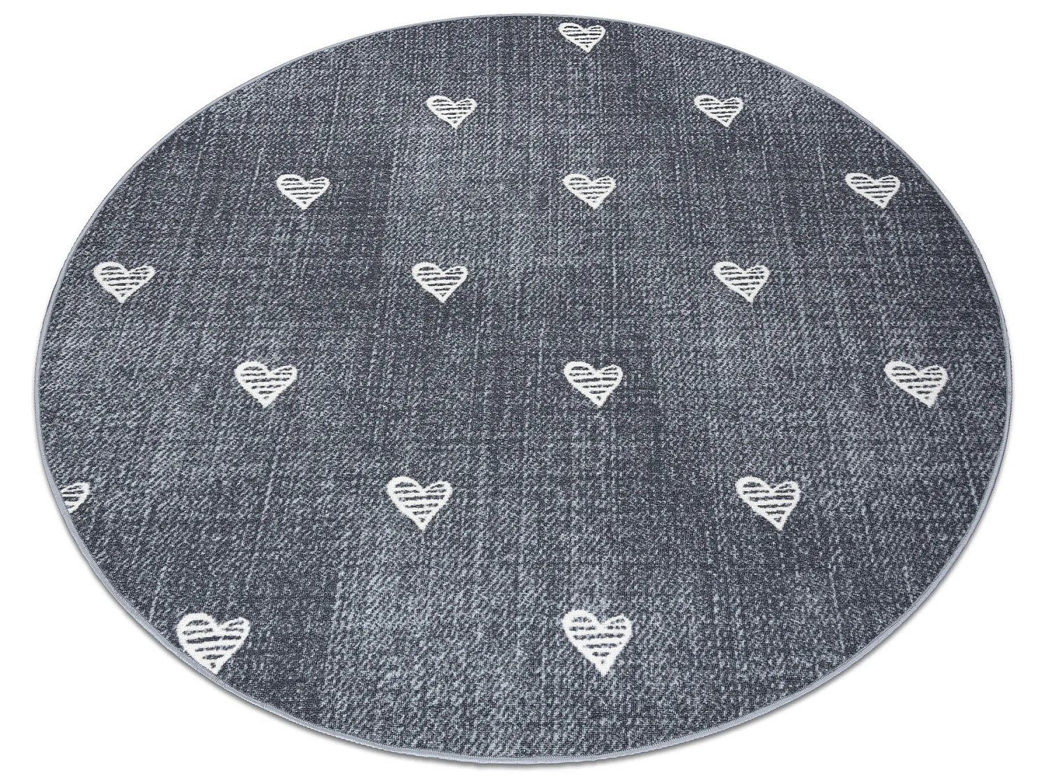 Tapijt voor kinderen HEARTS ROND Jeans gewreven , harten, kinderen - g cercle 150 cm