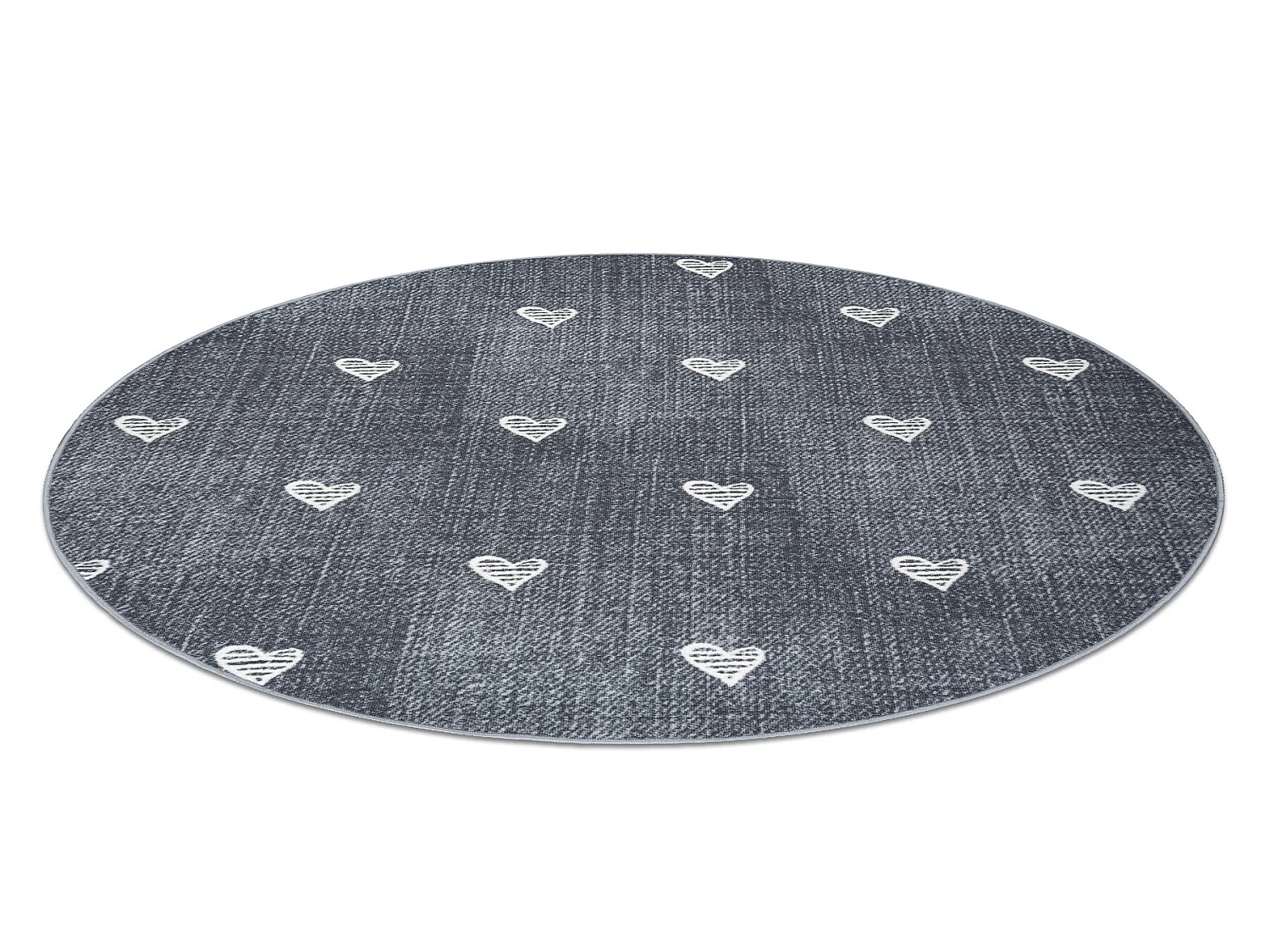 Tapijt voor kinderen HEARTS ROND Jeans gewreven , harten, kinderen - g cercle 150 cm