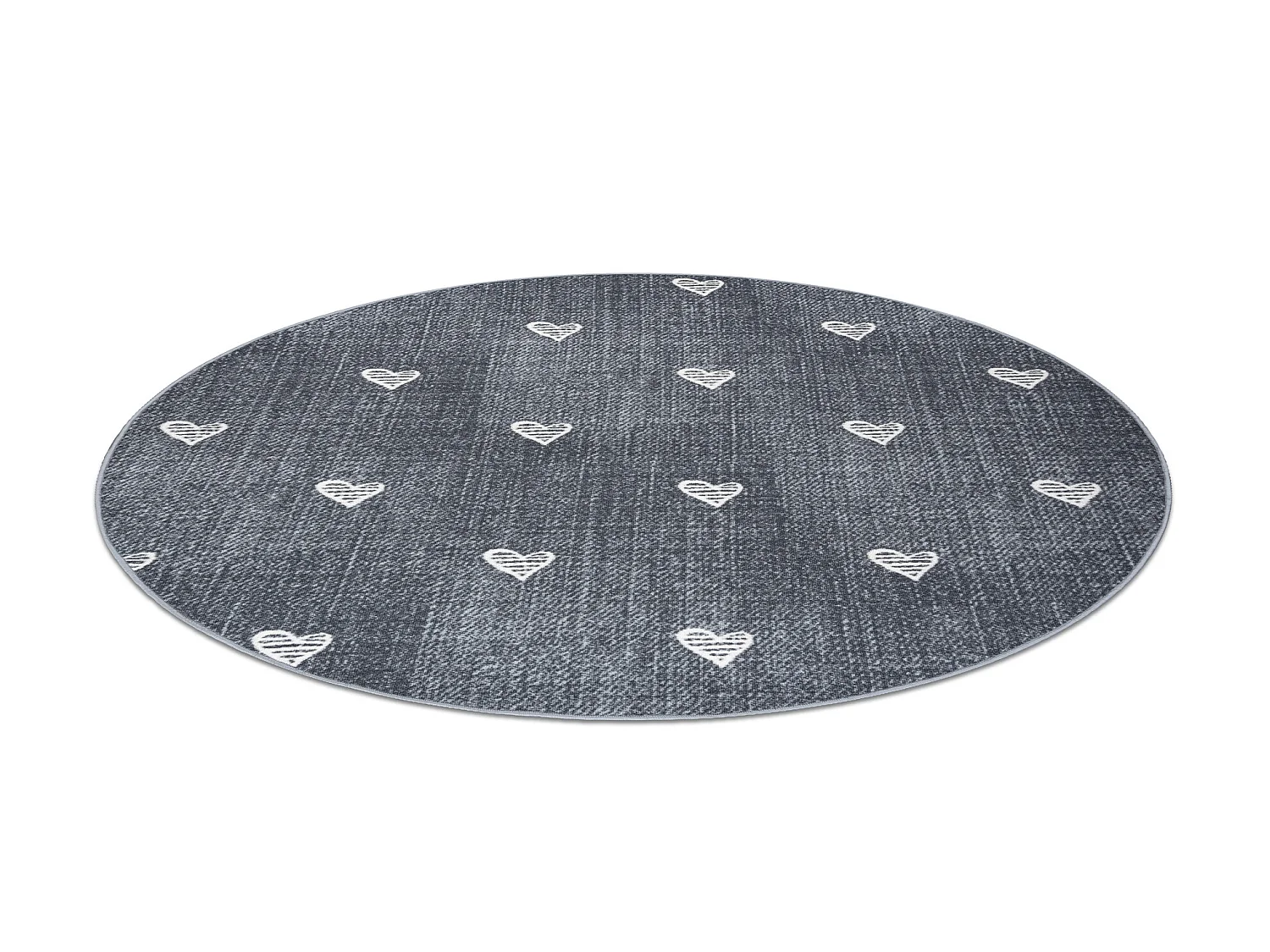 Tapijt voor kinderen HEARTS ROND Jeans gewreven , harten, kinderen - g cercle 170 cm
