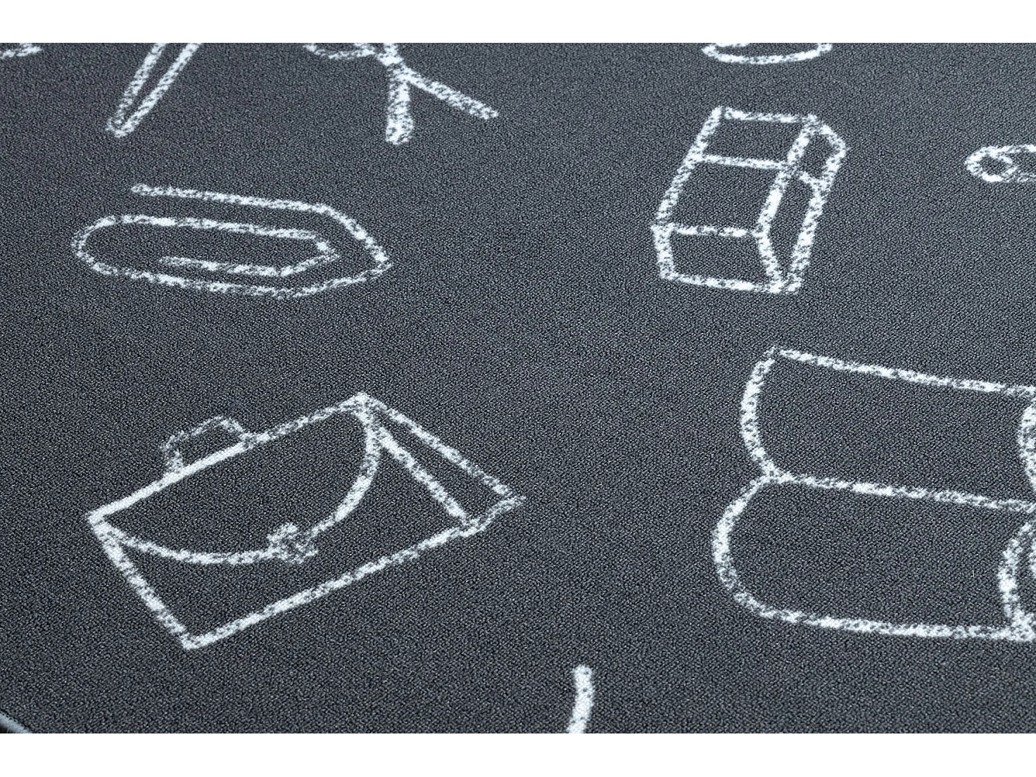 Tapijt voor kinderen SCHOOL ROND school, kinderen grijskleuring cercle 100 cm