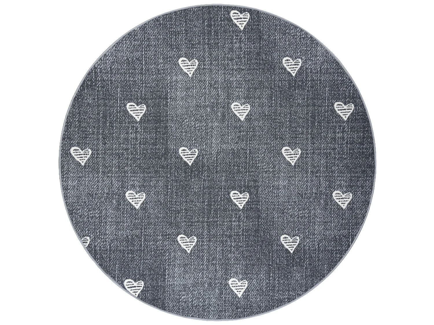 Tapijt voor kinderen HEARTS ROND Jeans gewreven , harten, kinderen - g cercle 133 cm