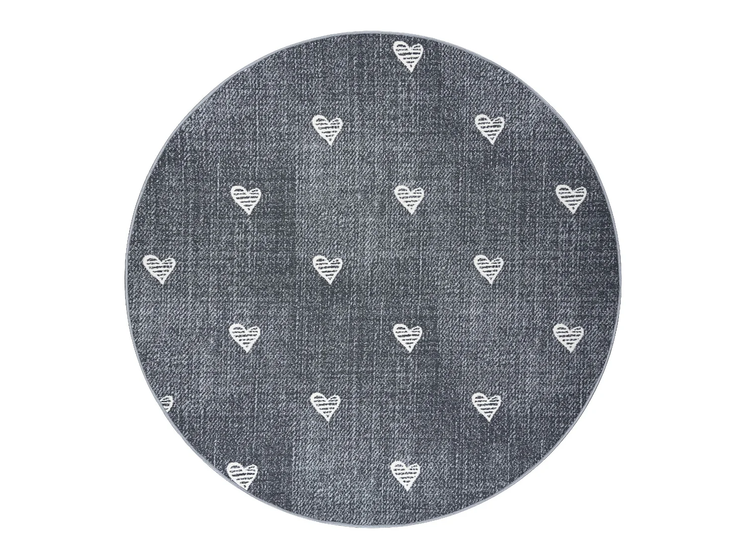 Tapis pour enfants HEARTS cercle Jeans, vintage cœurs - gris cercle 133 cm
