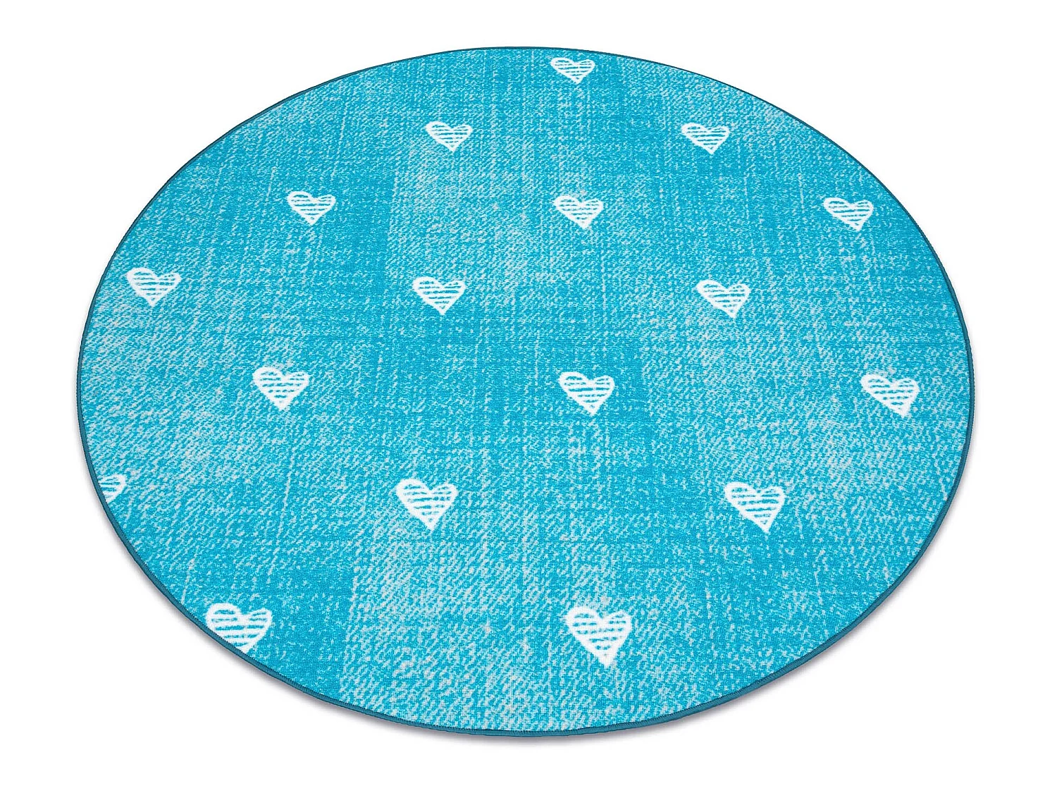 Tapijt voor kinderen HEARTS ROND Jeans gewreven , harten, kinderen - t cercle 150 cm