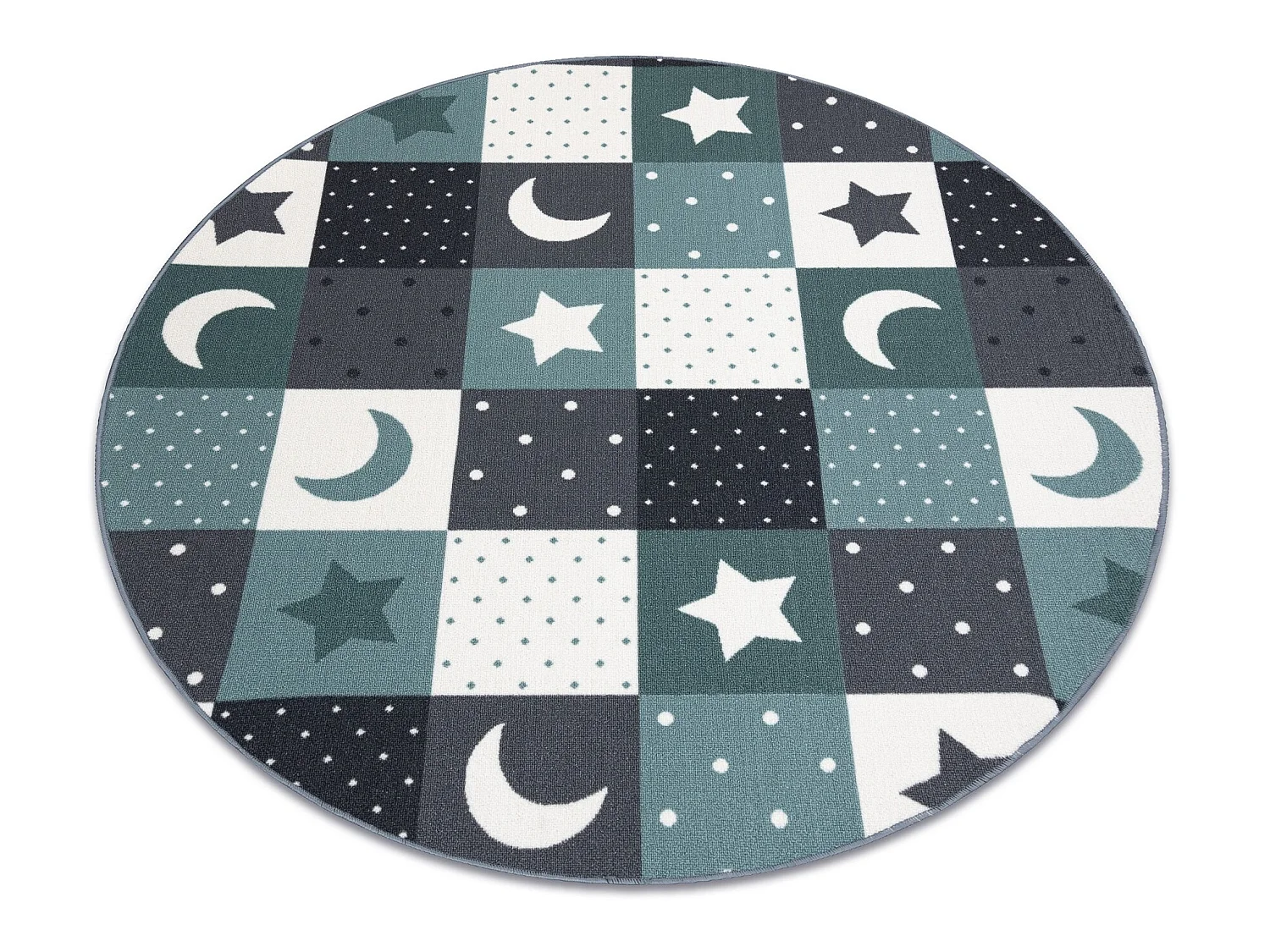 Tapis pour enfants STARS cercle étoiles turquoise / gris cercle 100 cm