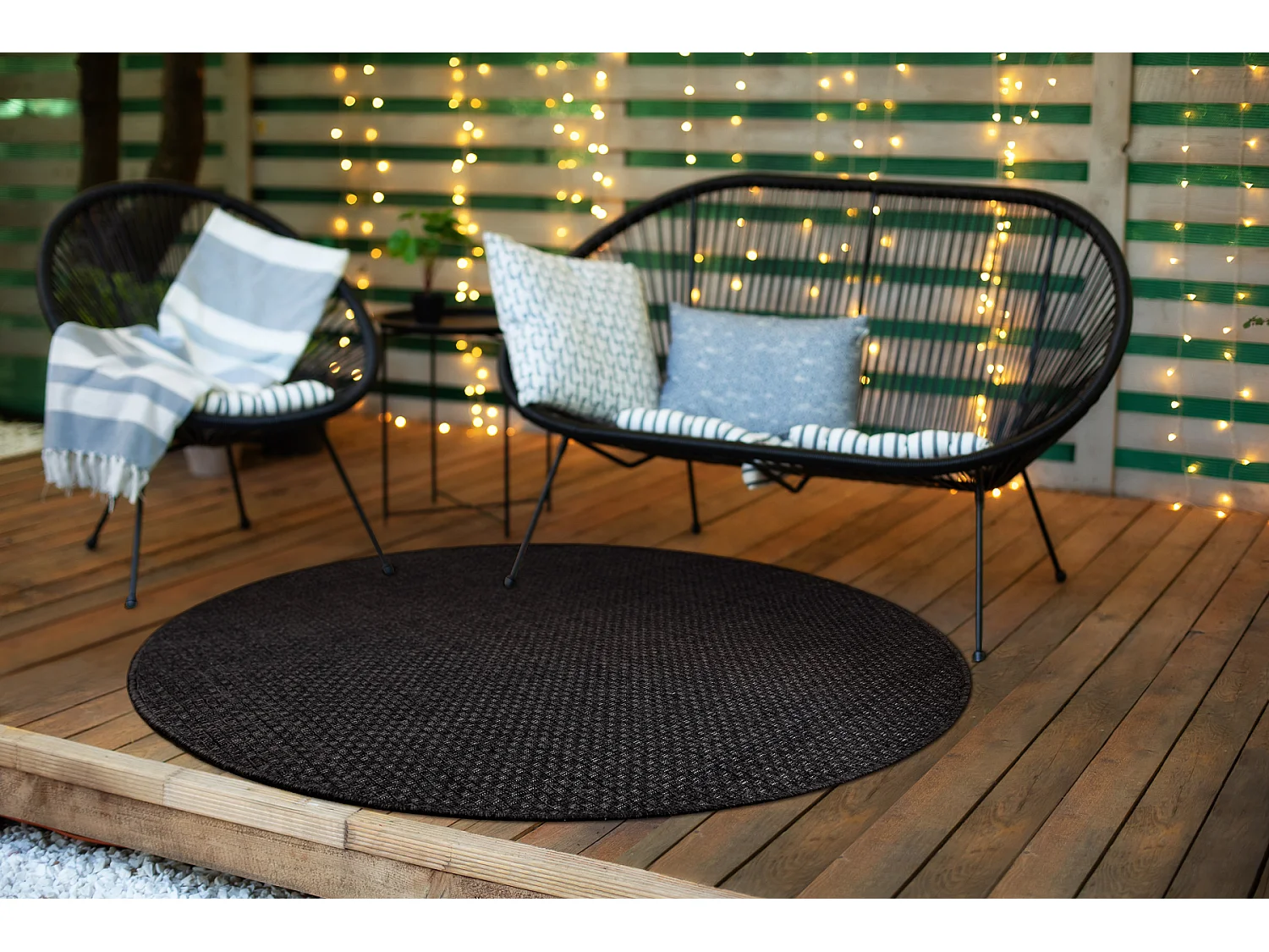 Tapis TIMO 0000 cercle SIZAL extérieur noir cercle 150 cm