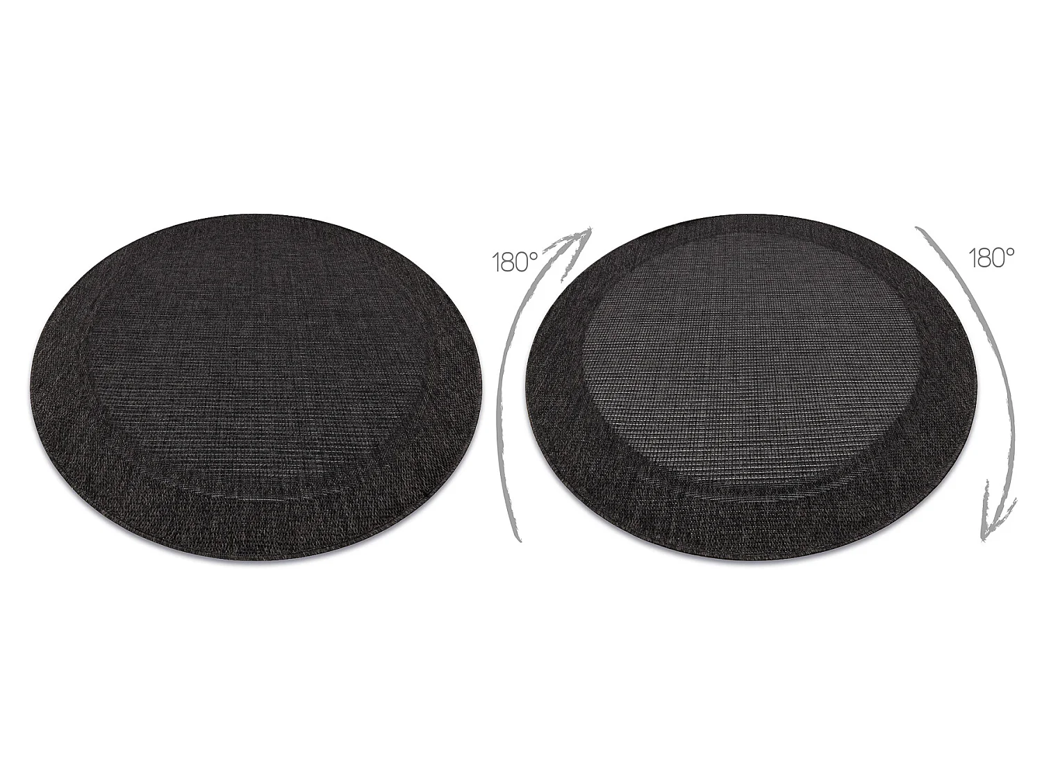 Teppich TIMO 5000 Kreis SISAL draussen Rahmen schwarz cercle 200 cm