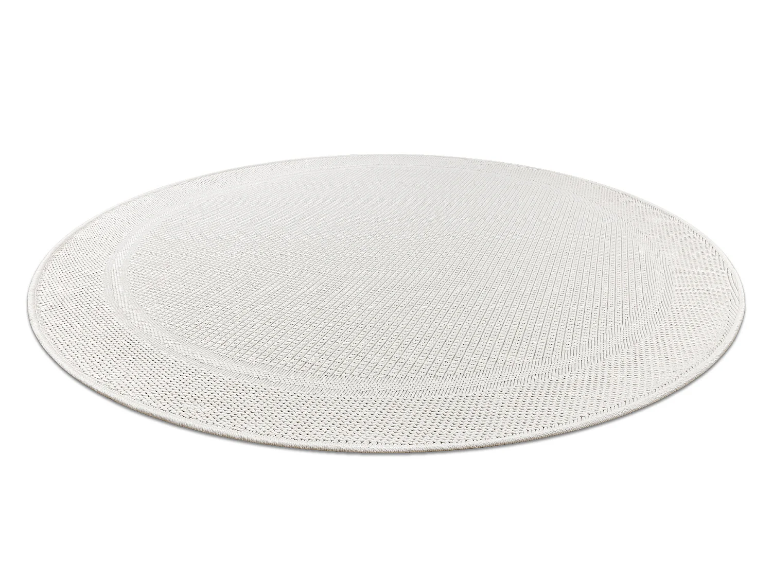 Teppich TIMO 5979 Kreis SISAL draussen Rahmen weiß  cercle 150 cm