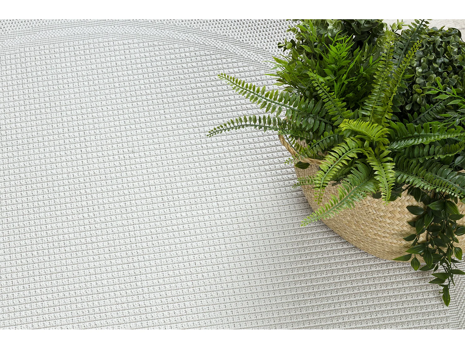 Teppich TIMO 5979 Kreis SISAL draussen Rahmen weiß  cercle 150 cm