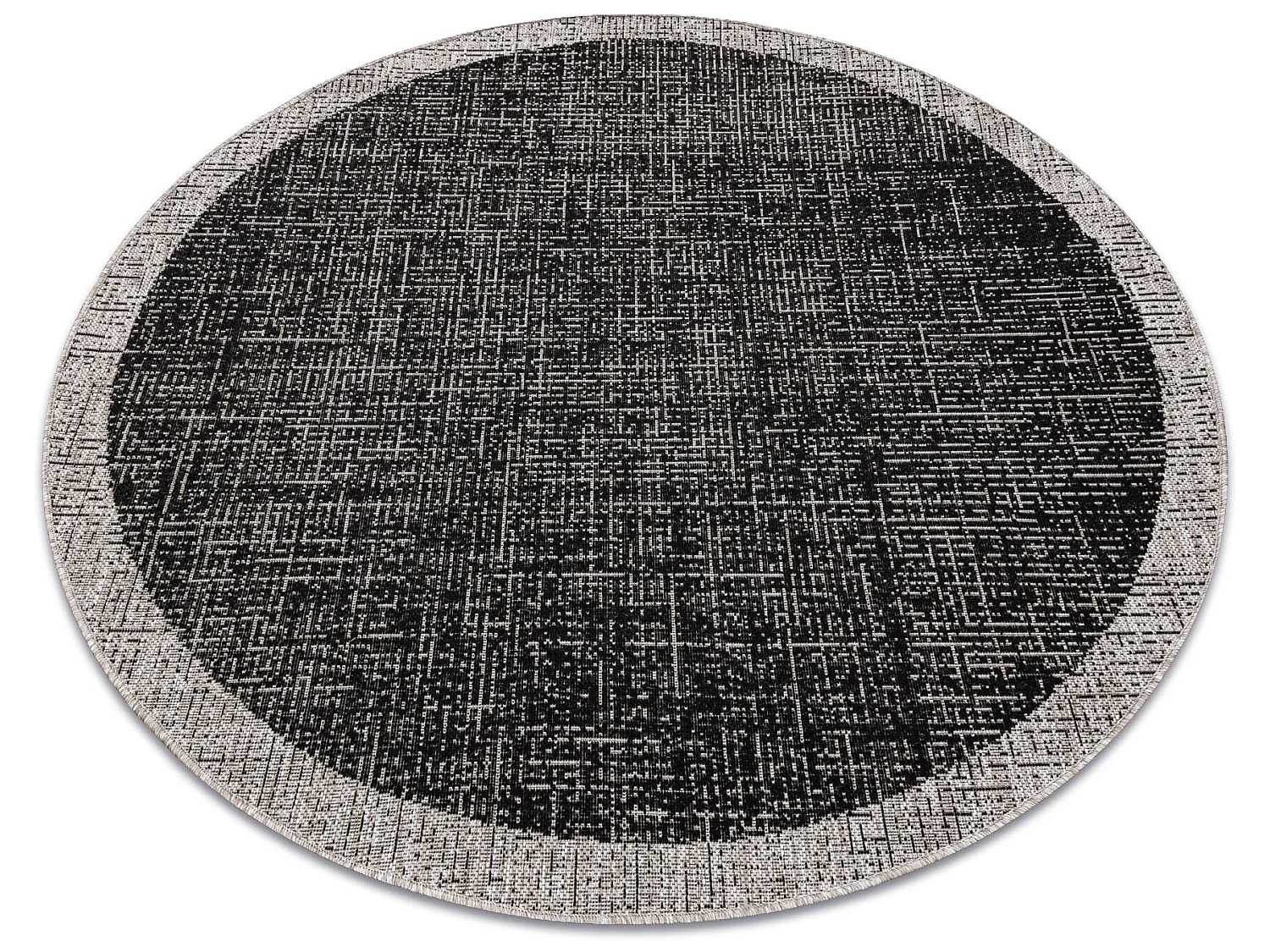 Sisal tapijt SISAL FLOORLUX rond 20401 Kader zwart / zilver  cercle 120 cm