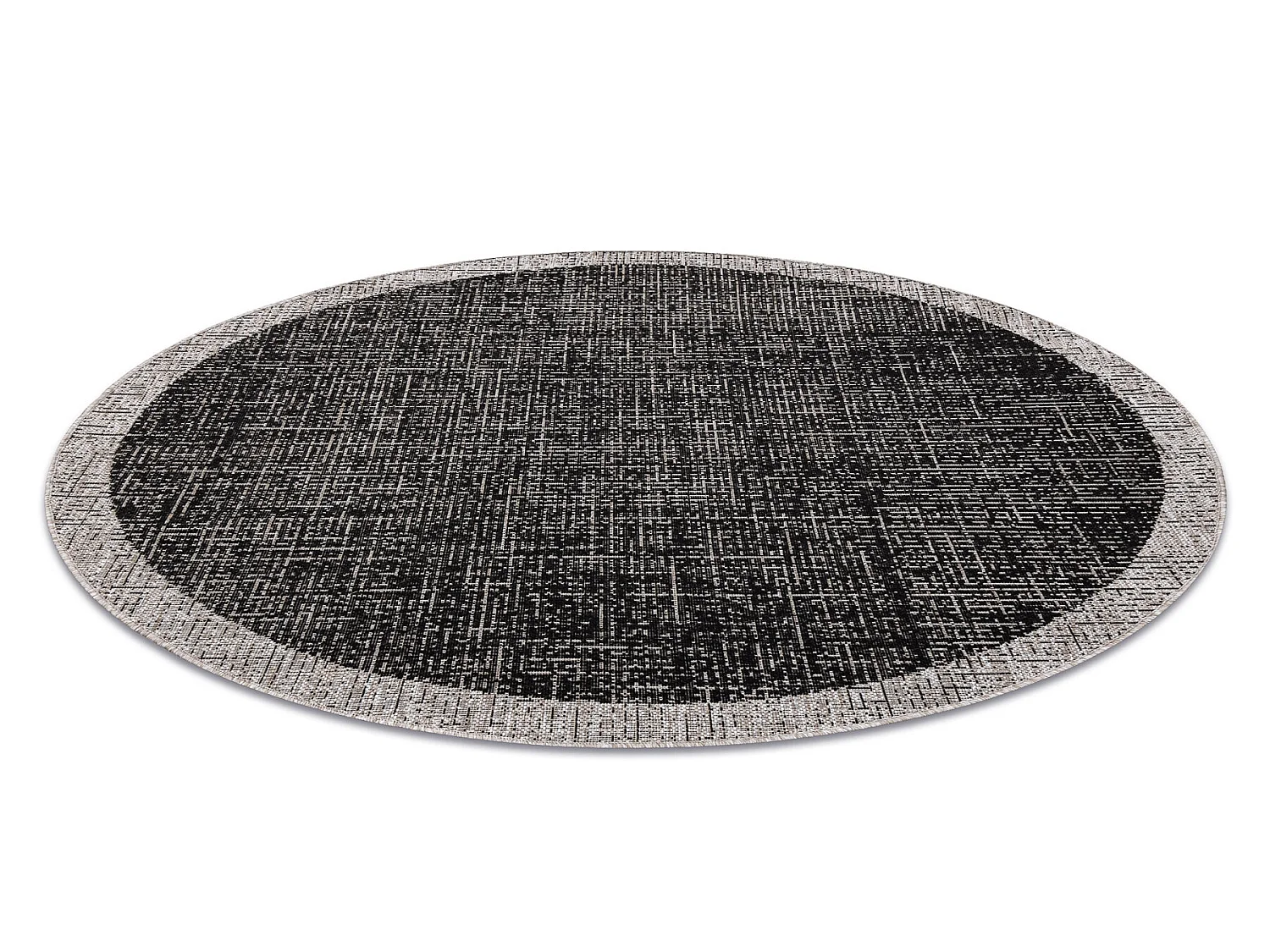 Sisal tapijt SISAL FLOORLUX rond 20401 Kader zwart / zilver  cercle 120 cm