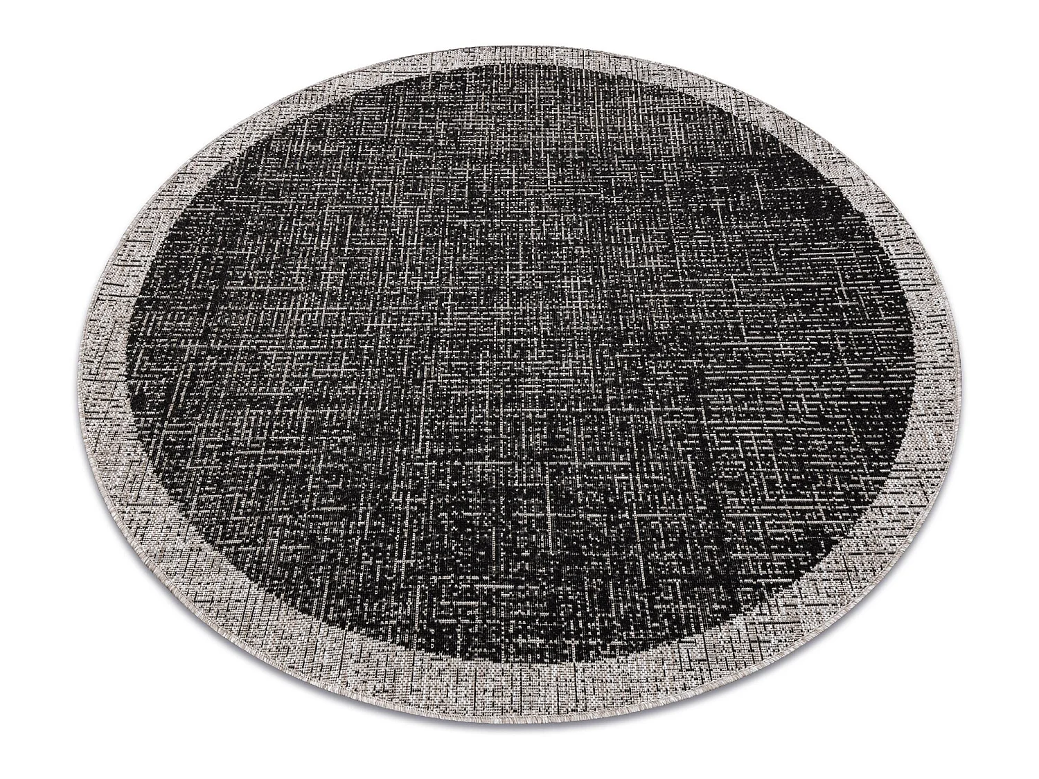 Sisal tapijt SISAL FLOORLUX rond 20401 Kader zwart / zilver  cercle 120 cm