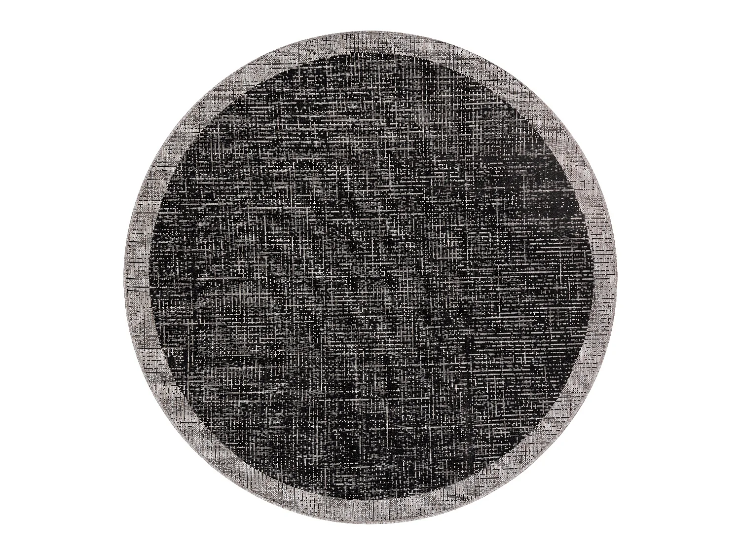 TAPIS EN CORDE SIZAL FLOORLUX Cercle 20401 Cadre noir / argentin  cercle 120 cm