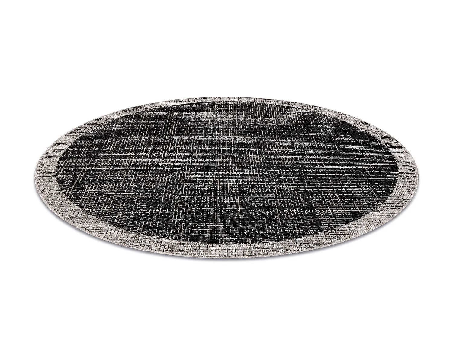 TAPIS EN CORDE SIZAL FLOORLUX Cercle 20401 Cadre noir / argentin  cercle 120 cm