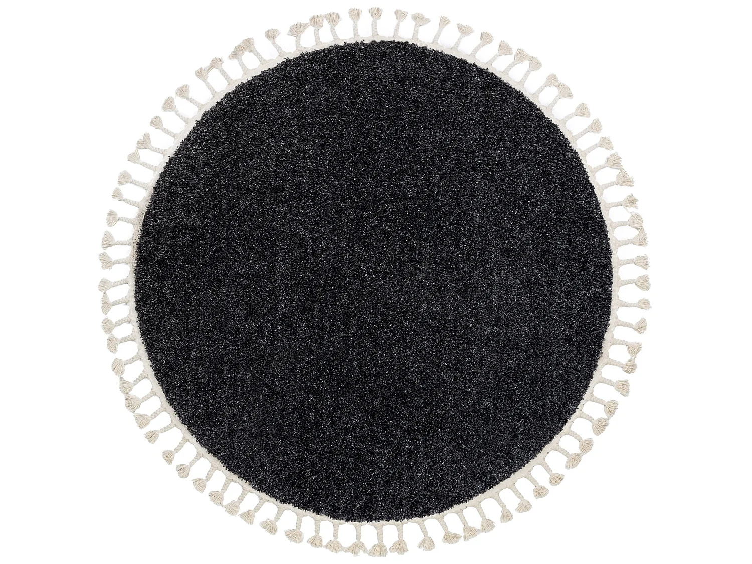 Tapis BERBER 9000 cercle gris Franges berbère marocain shaggy cercle 160 cm