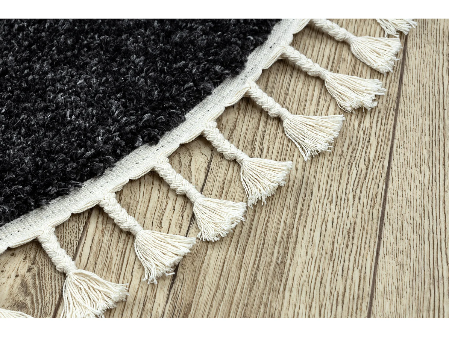 Tapis BERBER 9000 cercle gris Franges berbère marocain shaggy cercle 160 cm