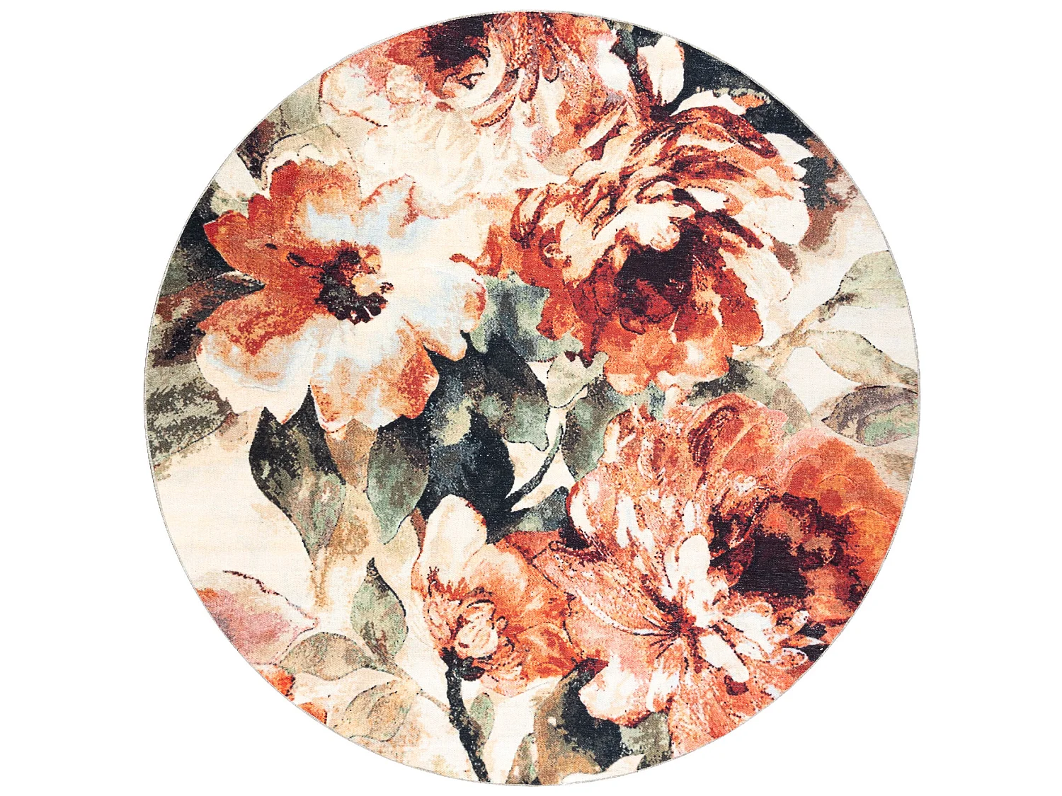 ANTIKA alfombra 24 tek circulo, moderno flores, hojas lavable - terrac cercle 160 cm