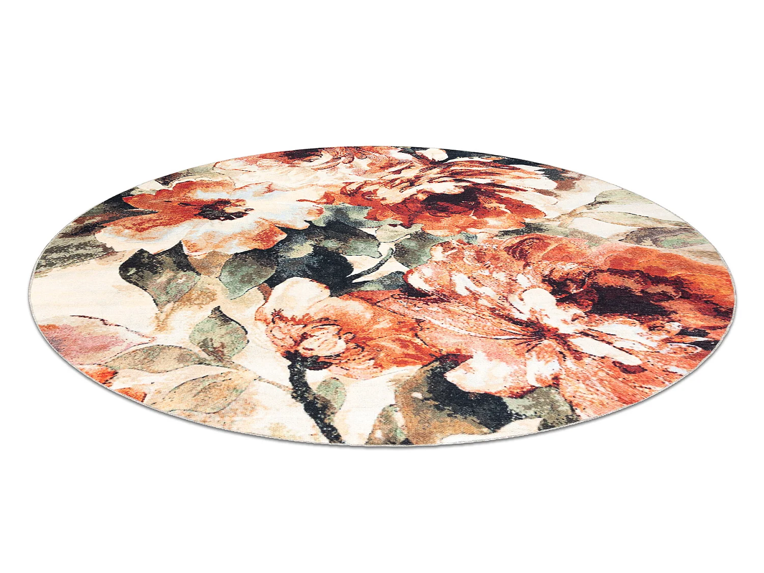 ANTIKA alfombra 24 tek circulo, moderno flores, hojas lavable - terrac cercle 160 cm